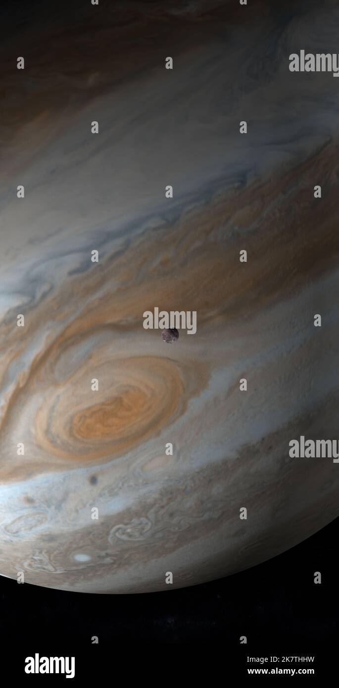 Jupiter pianeta e satellite Ganymede nello spazio esterno Foto Stock