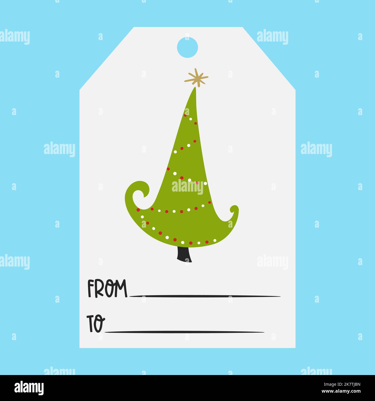 Buon Natale mano disegnata regalo tag. Illustrazione Vettoriale