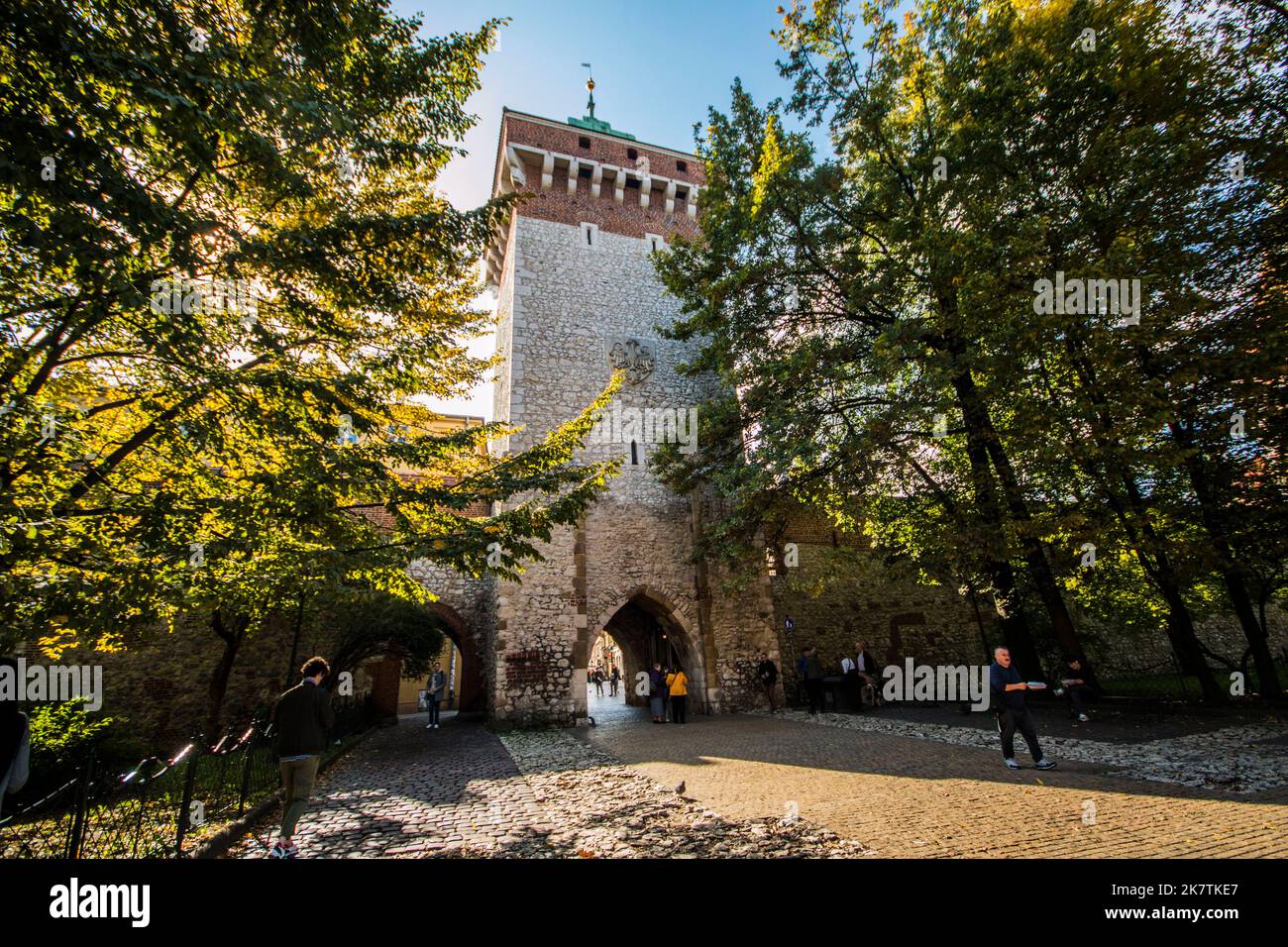 Porta San Florians a Cracovia, parte delle mura rimanenti di Cracovia, Polonia Foto Stock