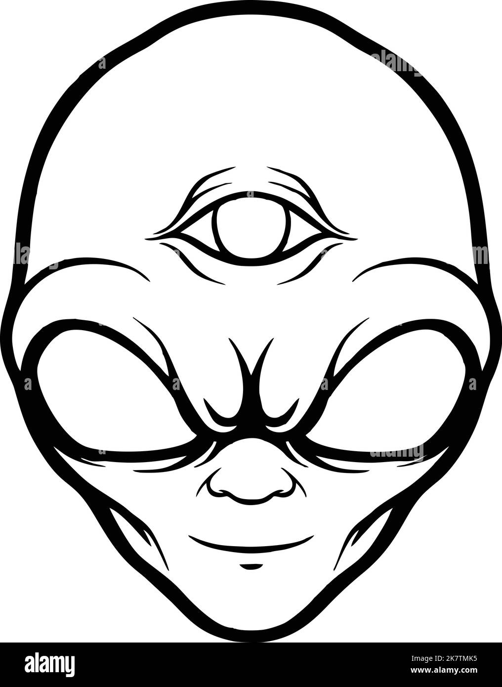 Satanica Alien testa Silhouette vettoriale illustrazioni per il tuo logo di lavoro, t-shirt merchandise, adesivi e disegni di etichette, poster, biglietti d'auguri Illustrazione Vettoriale