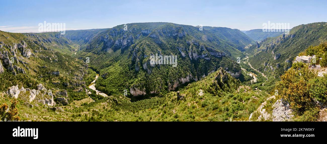 Saint Georges de Levejac (sud della Francia): Le gole del fiume Tarn visto dal punto di vista “Sublime punto” Foto Stock