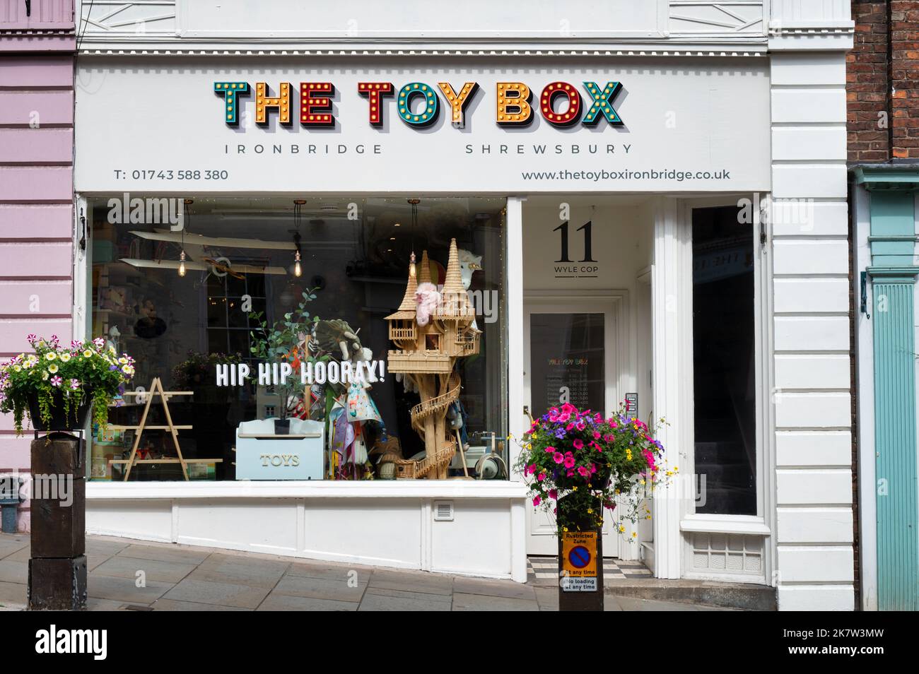 Shrewsbury, Regno Unito - 14 luglio 2022: Il negozio Toy Box a Shrewsbury, in Engalnd. Foto Stock