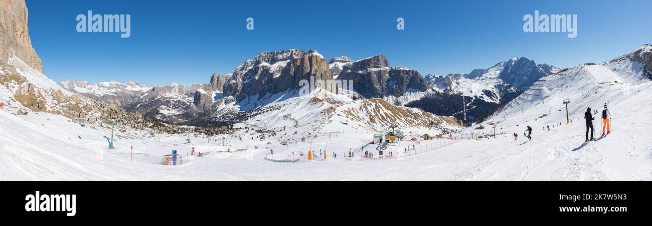 Passo Sella, gruppo Sella, Dolomiti Foto Stock