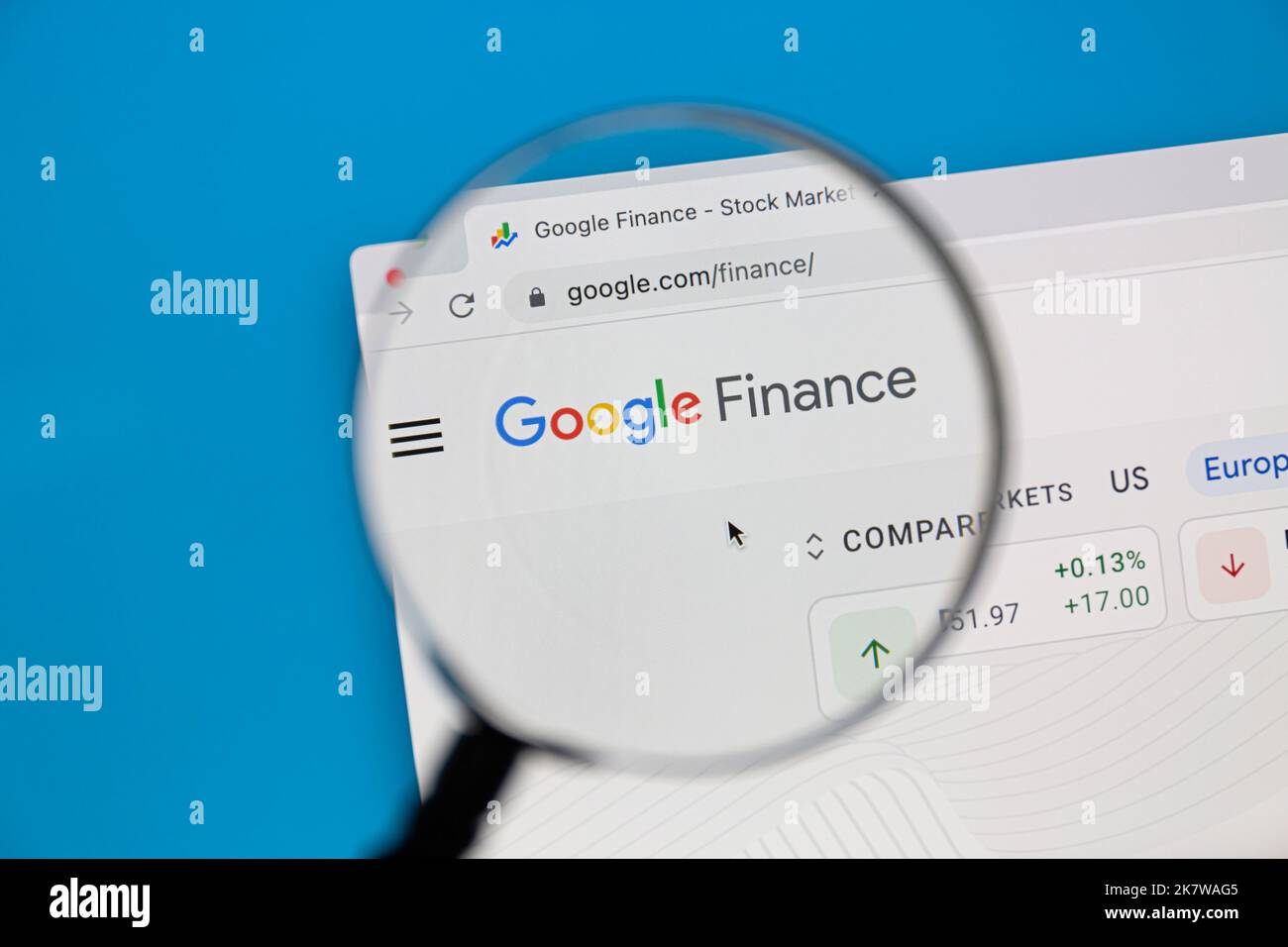 Ostersund, Svezia - Agosto 10 2022: Google Finance sito web su un computer screen.Google Finance è un sito web che si concentra su business news e infor finanziario Foto Stock