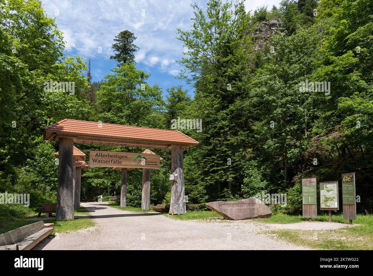 Ingresso inferiore di tutte le cascate di Saints, Foresta Nera, Germania Foto Stock