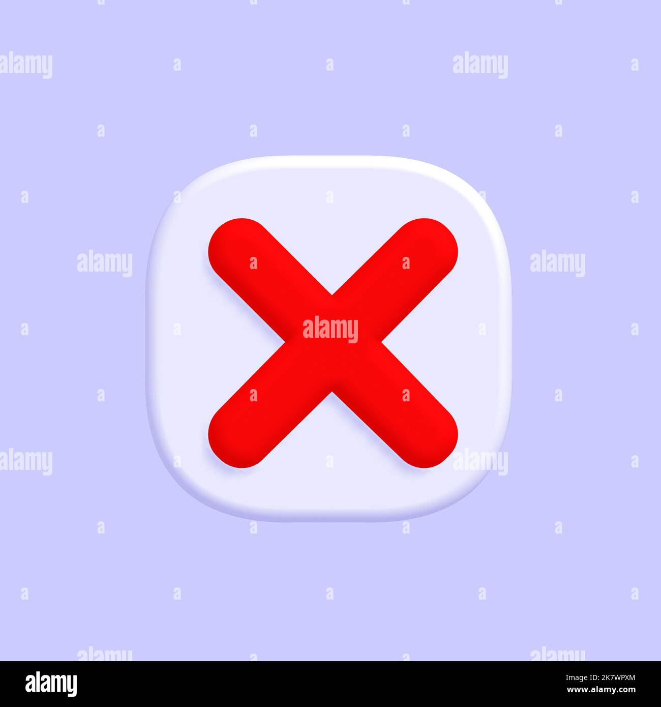 Icona con segno di spunta. Isolato su blu. Rendering 3D. Foto Stock