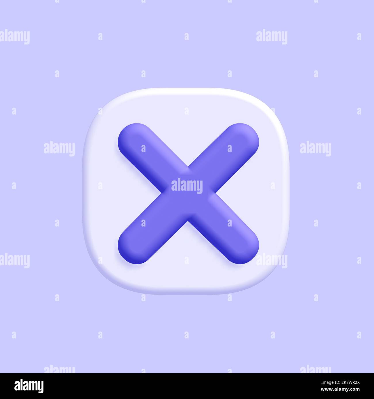 Icona con segno di spunta. Isolato su blu. Rendering 3D. Foto Stock