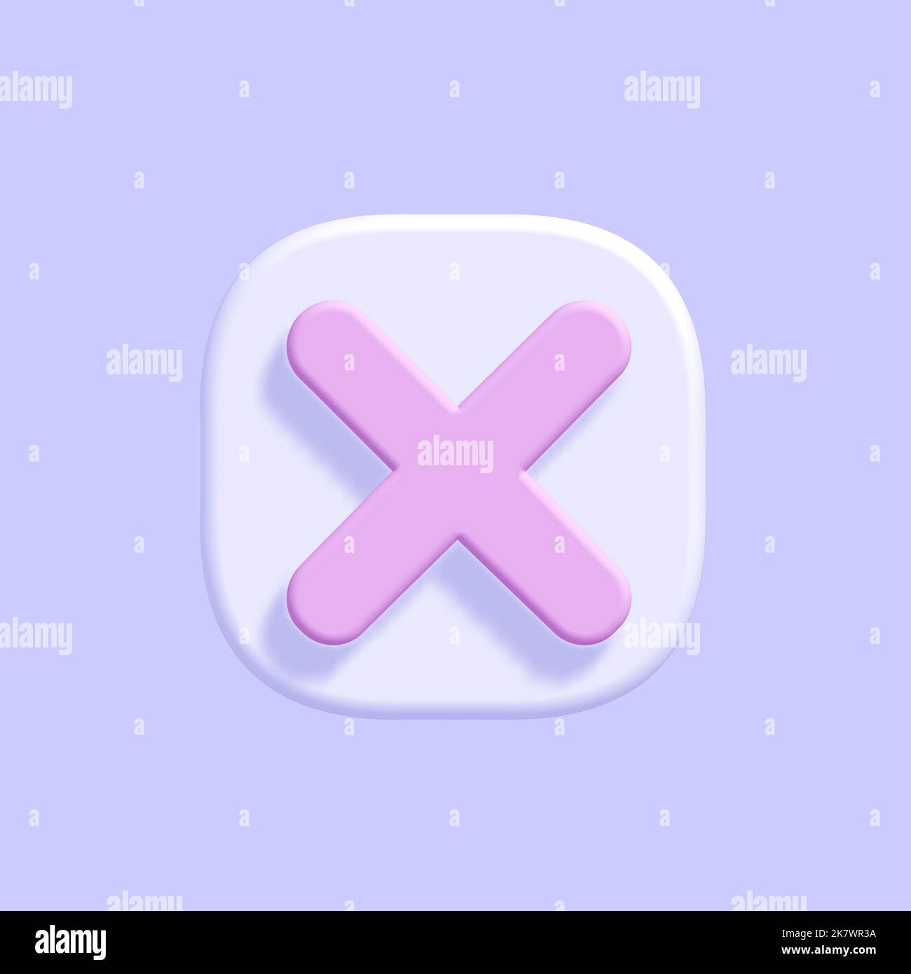 Icona con segno di spunta. Isolato su blu. Rendering 3D. Foto Stock