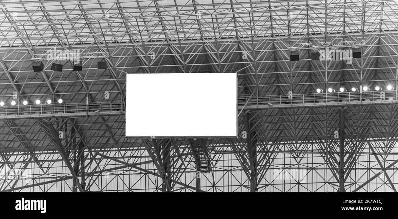 Display elettronico per affissioni allo stadio. Foto Stock