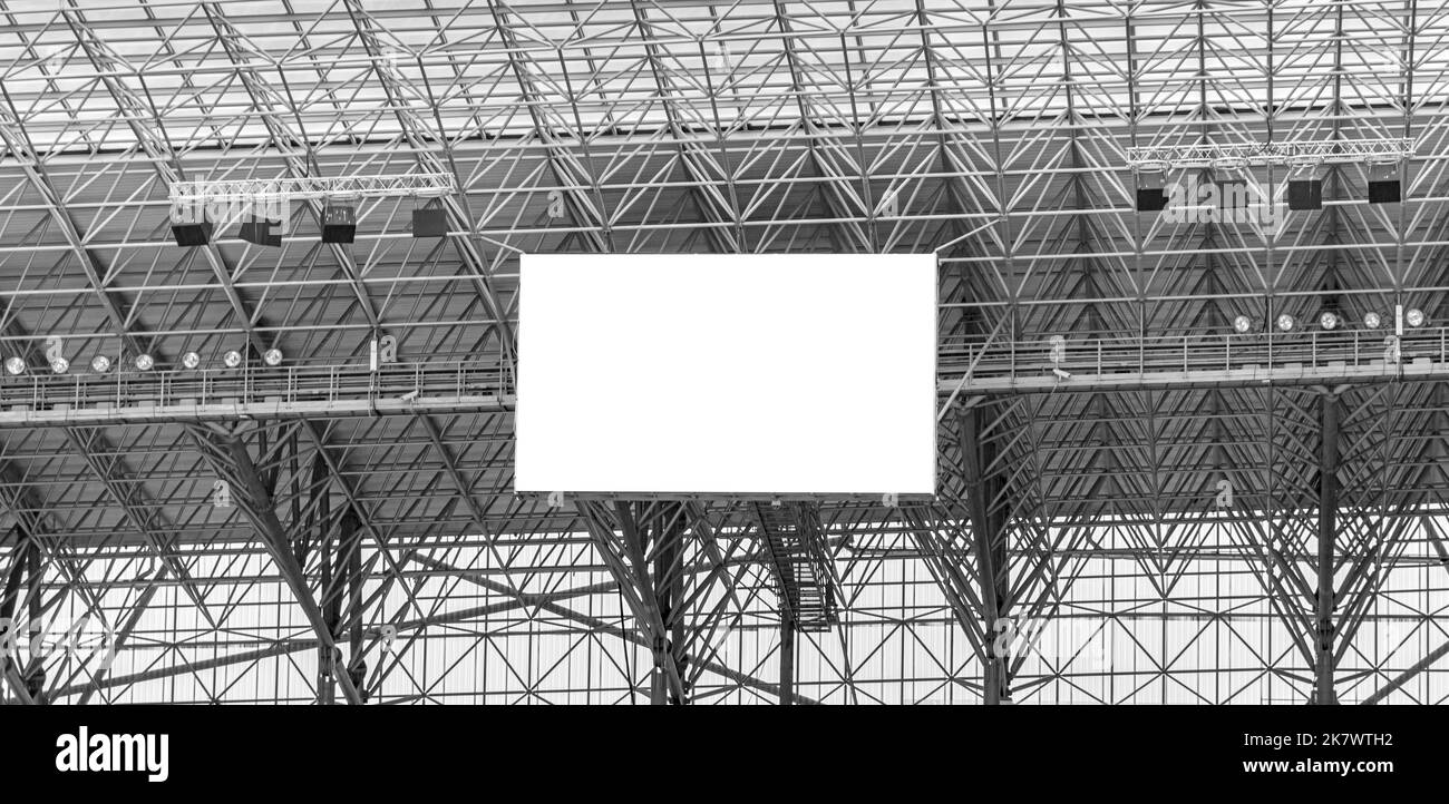 Display elettronico per affissioni allo stadio. Foto Stock