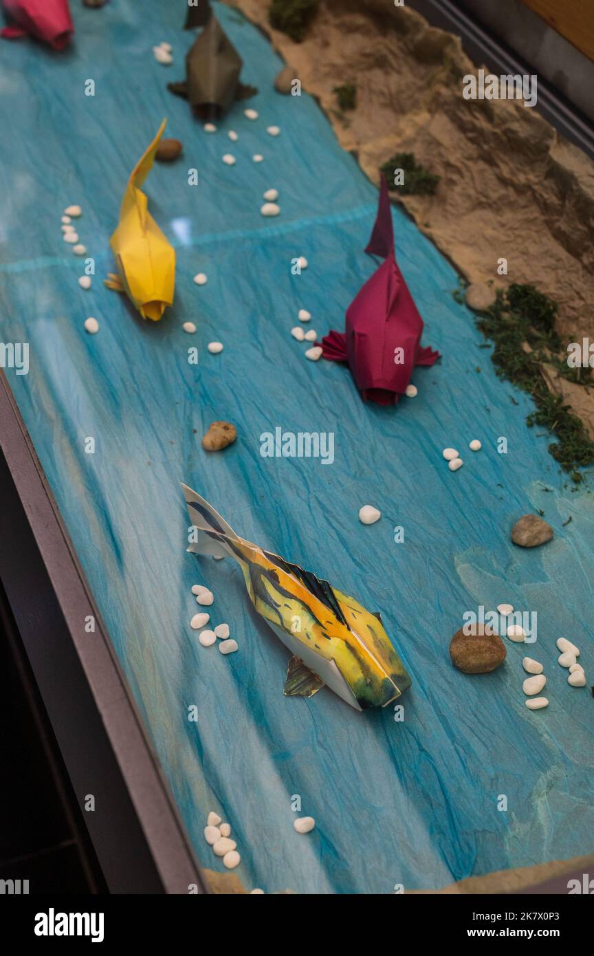 Museo Emoz dell'arte dell'origami, con mostre speciali e laboratori pratici per bambini e adulti, Saragozza, Spagna Foto Stock