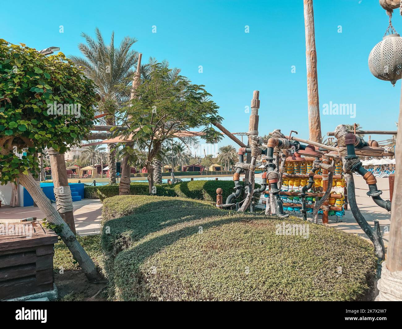 Parco a tema Yas Waterworld all'Isola di Yas ad Abu Dhabi - Yas Waterworld Aquapark ad Abu Dhabi - attrazioni degli Emirati Arabi Uniti Foto Stock