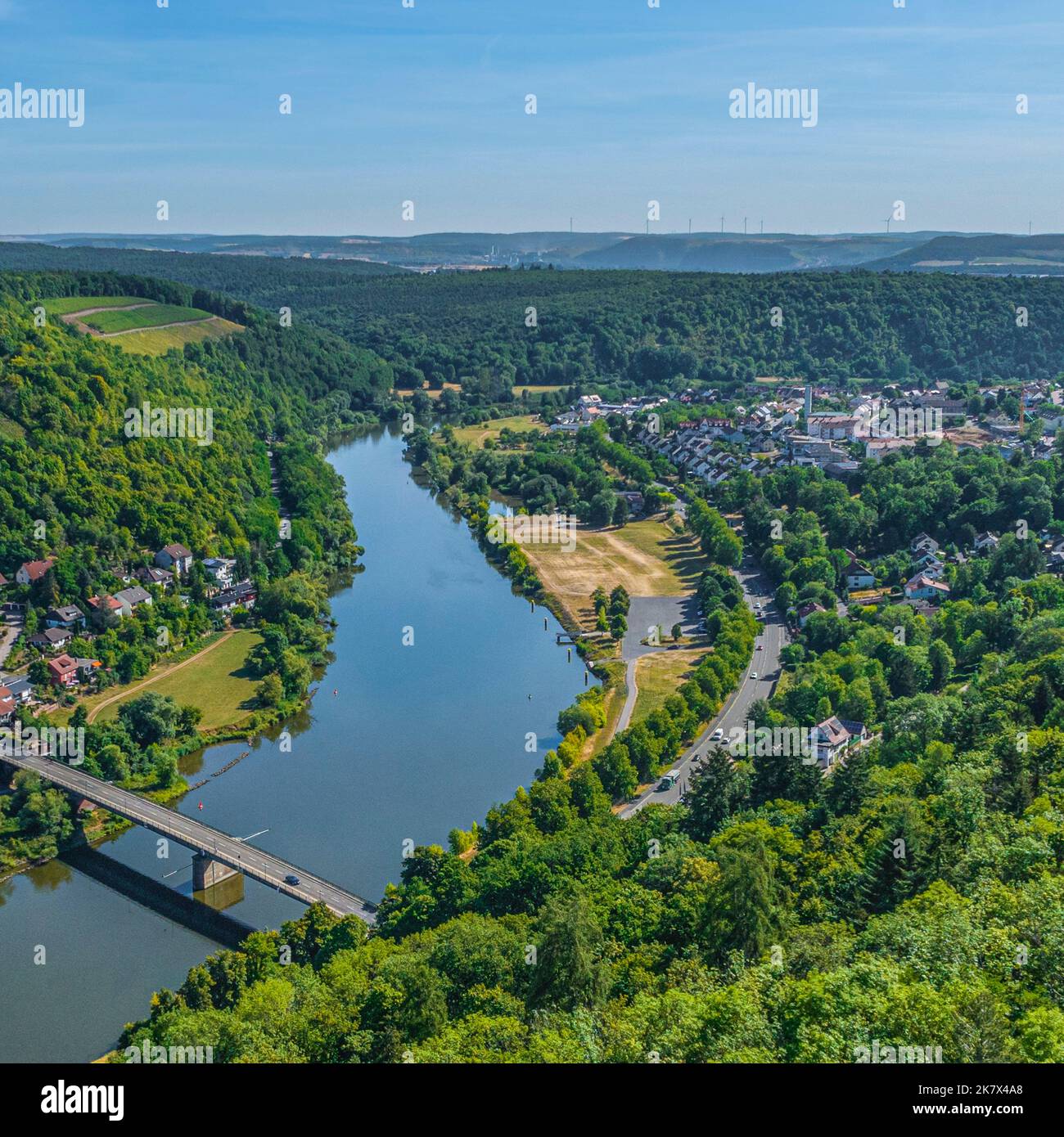 La romantica città di Wertheim sul Main dall'alto Foto Stock