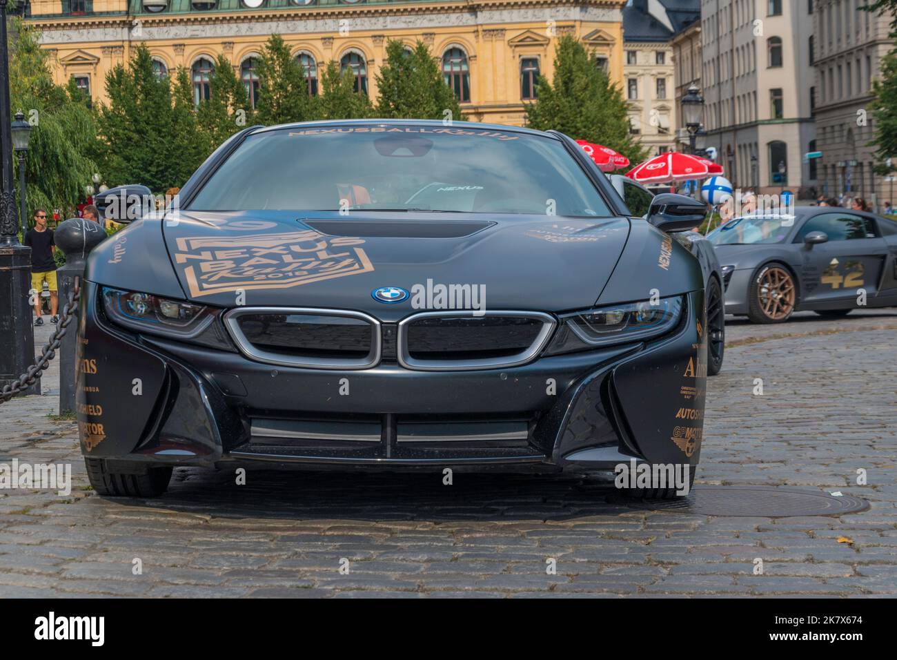 BMW auto partecipando al rally nexusball a Stoccolma Svezia Foto Stock