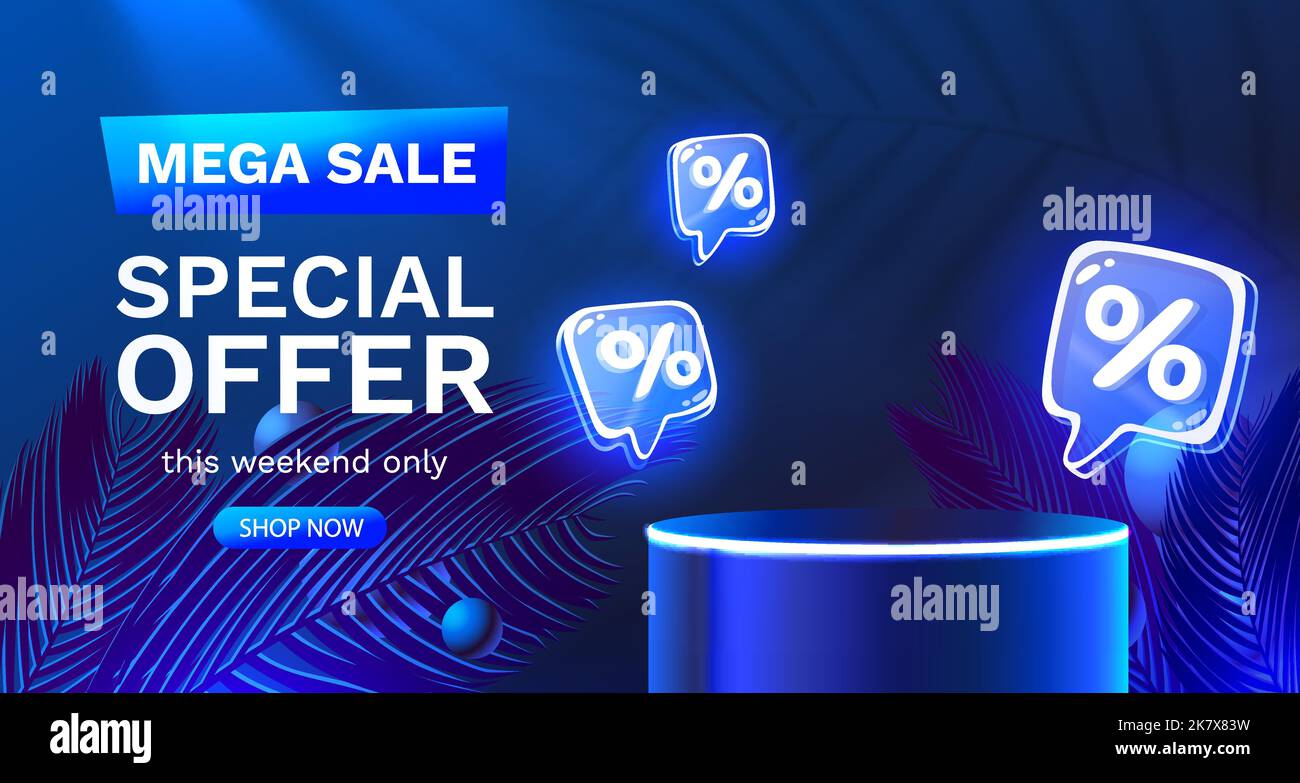 Offerta speciale Mega sale, Stage Podium Percent, Stage Podium Scene with for Award, decor Element background. Illustrazione vettoriale Illustrazione Vettoriale