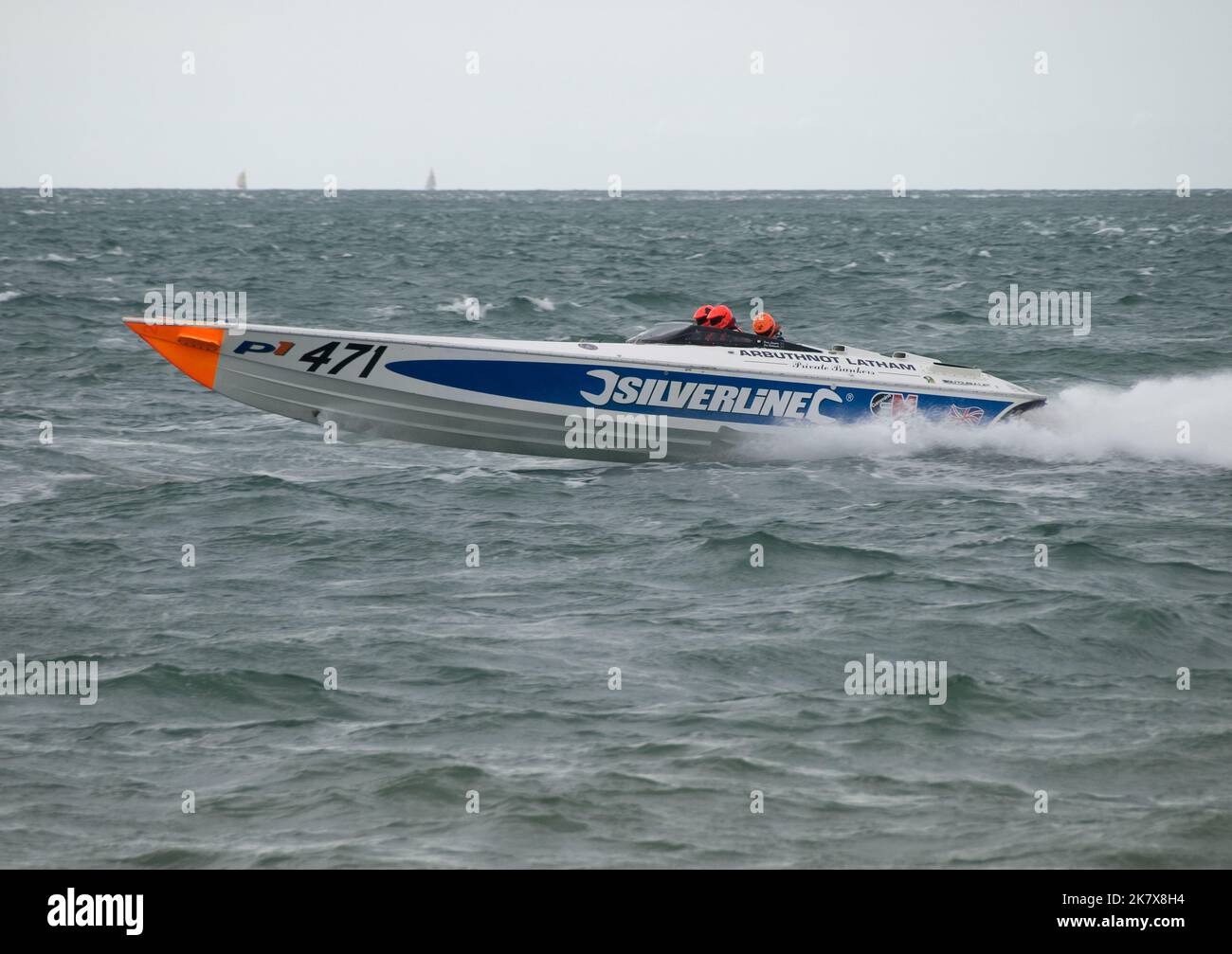 Silverline monoscafo durante cowes-torquay-cowes offshore barcha a motore race2008. Foto Stock