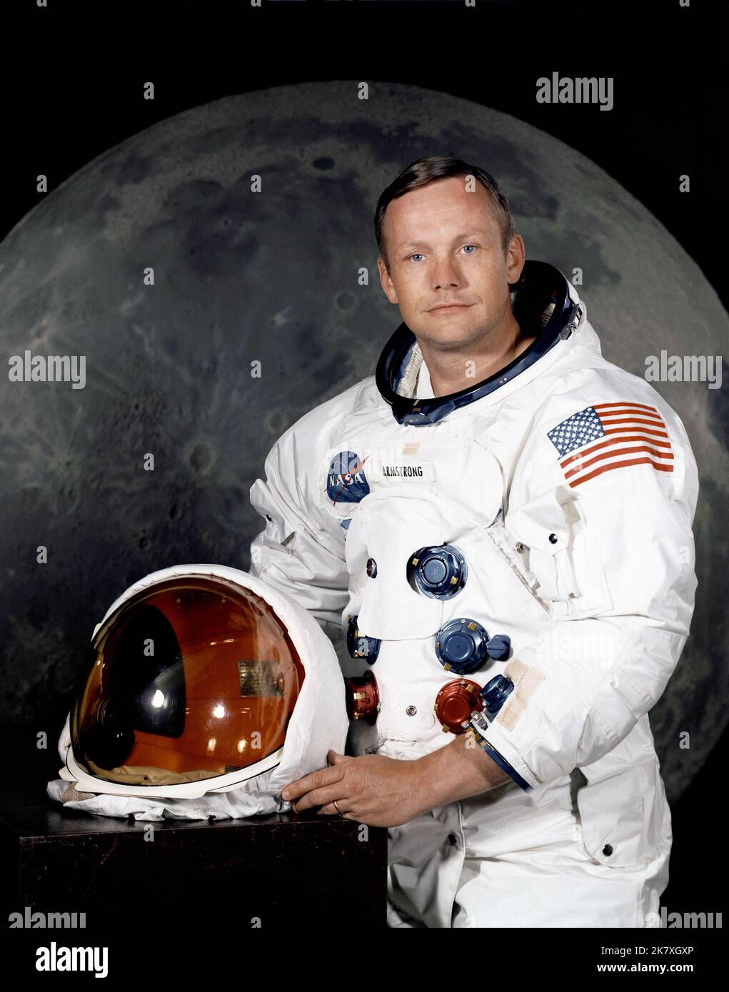 Neil Armstrong, ritratto di Apollo 11 comandante Neil Armstrong A. Foto Stock