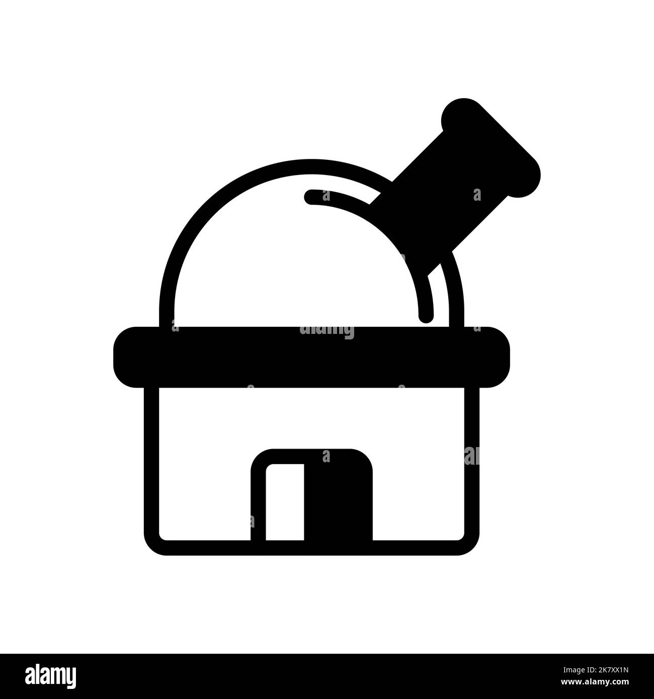 Icona Planetario o Osservatorio. guardando il cielo, Illustrazione Vettoriale