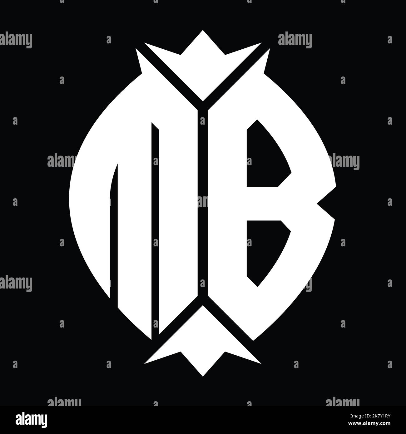 MB Logo monogramma scudo modello elemento corona foglia modello di design Foto Stock