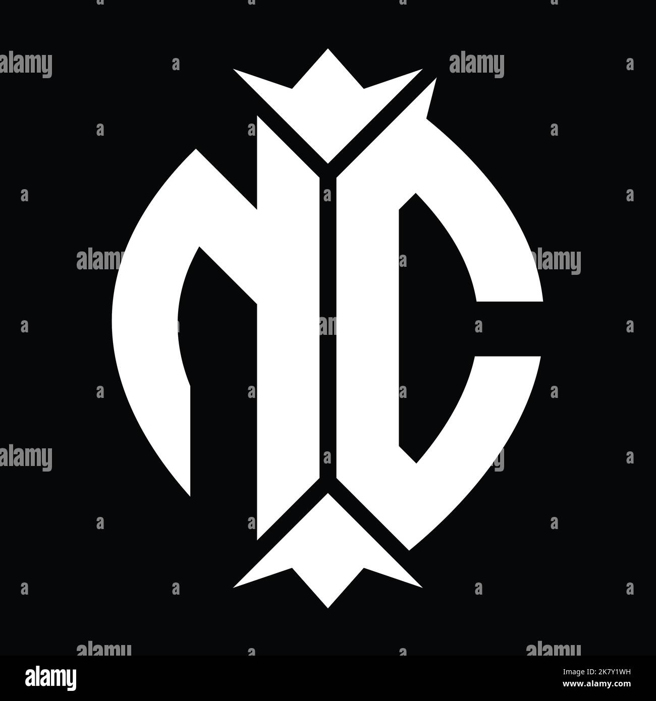 NC Logo monogramma schermo elemento corona foglia modello di design Foto Stock