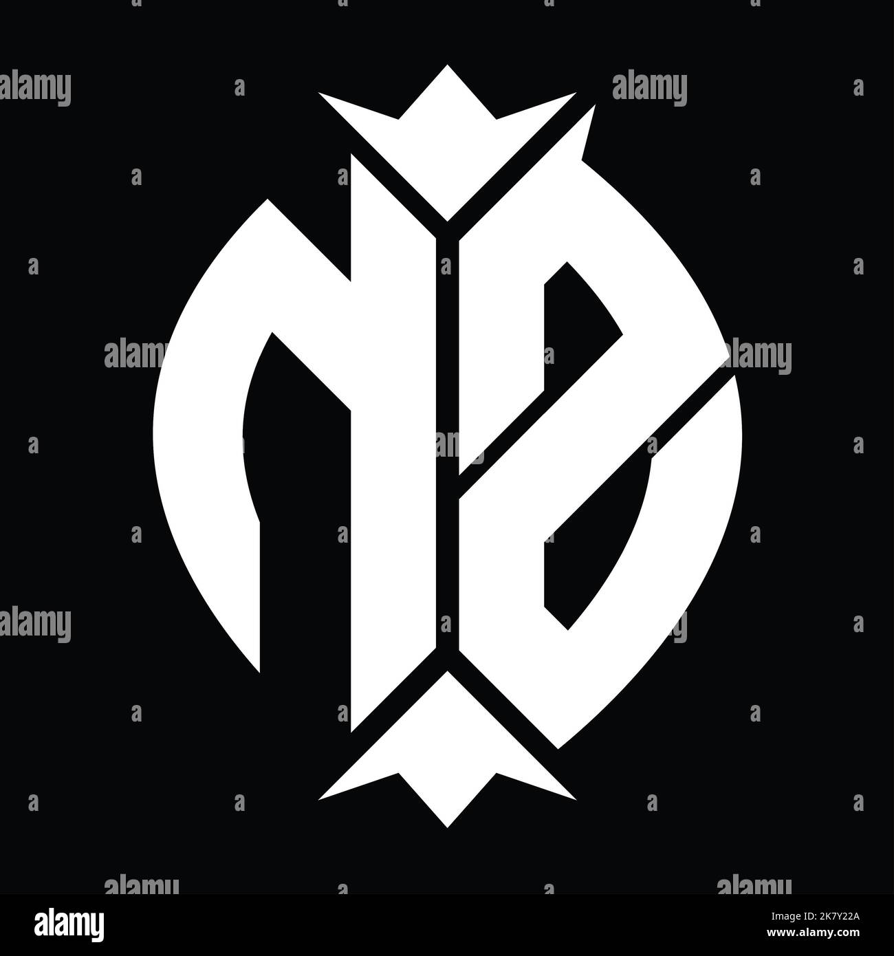 NZ Logo monogramma scudo foglia corona modello di design elemento Foto Stock