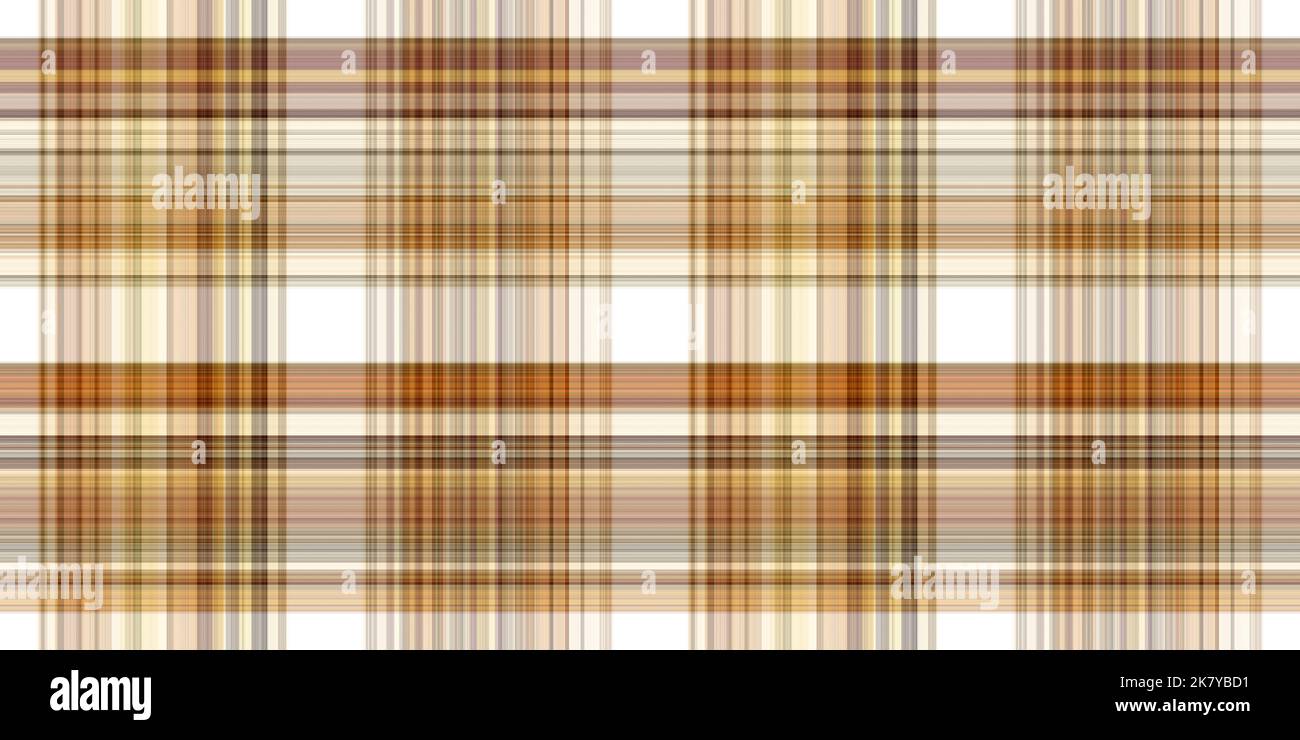 Tessuto Woodland bianco tartan bordo senza cuciture. Plaid foresta autunnale tonale a struttura organica. Banner di striscia arancione per nastro di lavaggio ruvido. Foto Stock