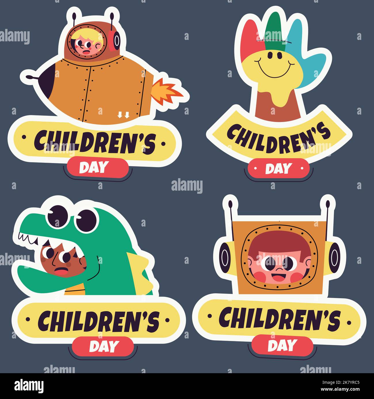 disegno del vettore piatto di giorno dei bambini Illustrazione Vettoriale