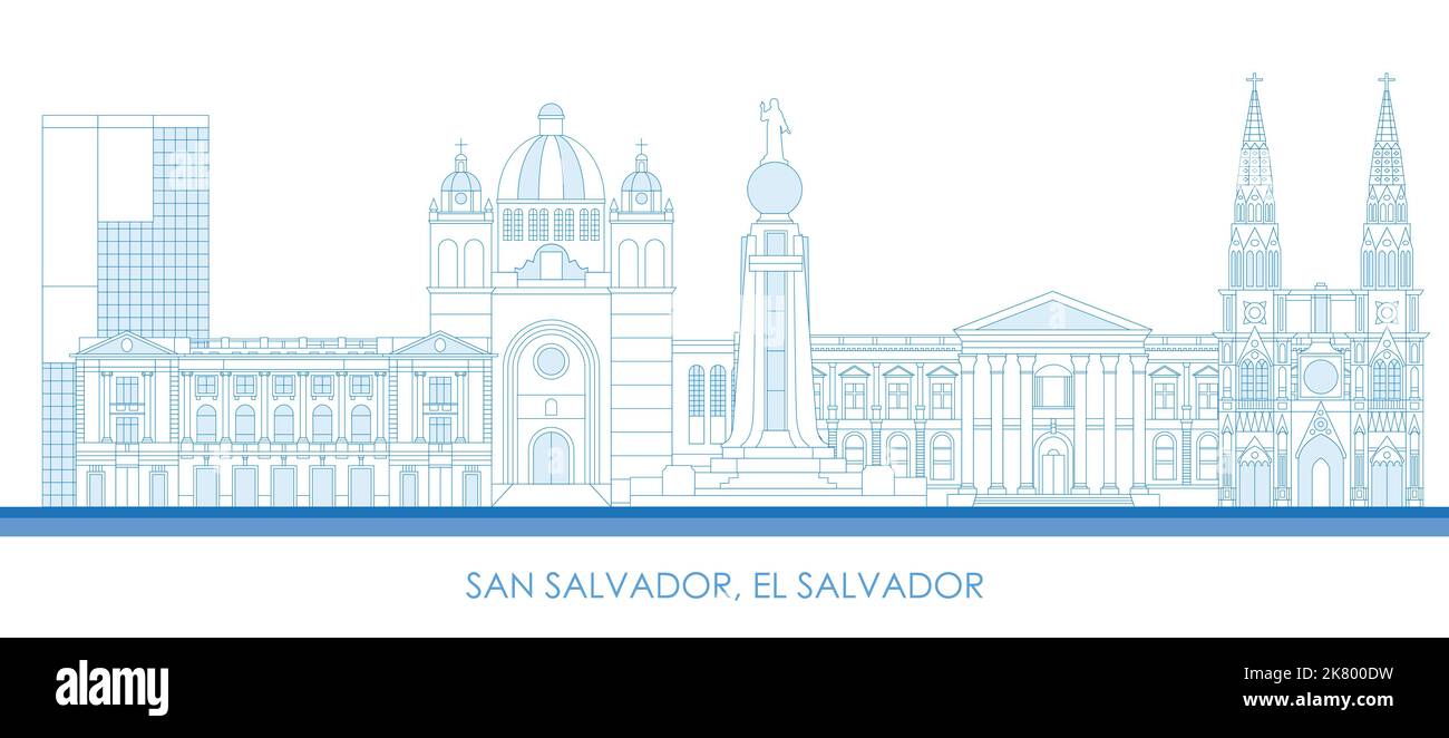 Contorno panorama della città di San Salvador, El Salvador - illustrazione vettoriale Illustrazione Vettoriale