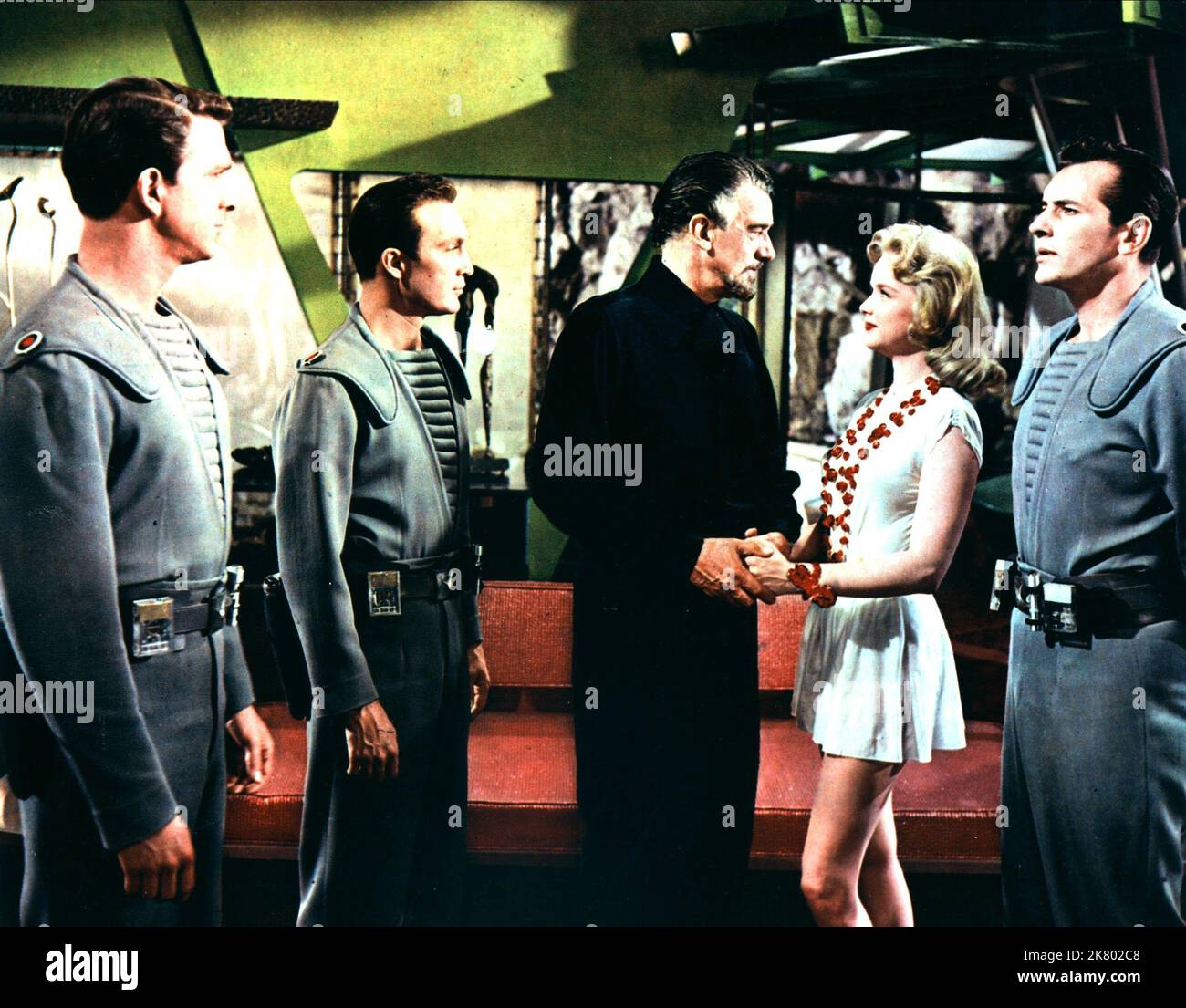 Leslie Nielsen, Warren Stevens, Walter Pidgeon, Anne Francis & Jack Kelly Film: Forbidden Planet (USA 1956) personaggi: Comandante J. Adams, Lt. 'Doca' Ostrow M.D., Dr. Edward Morbius, Altaira 'alta' Morbius, Lt. Jerry Farman regista: Fred M.Wilcox 23 marzo 1956 **AVVERTENZA** questa fotografia è solo per uso editoriale ed è copyright di MGM e/o del fotografo assegnato dalla Film o dalla Production Company e può essere riprodotta solo da pubblicazioni in concomitanza con la promozione del film di cui sopra. È richiesto un credito obbligatorio a MGM. Il fotografo dovrebbe anche essere accreditato quando kN Foto Stock