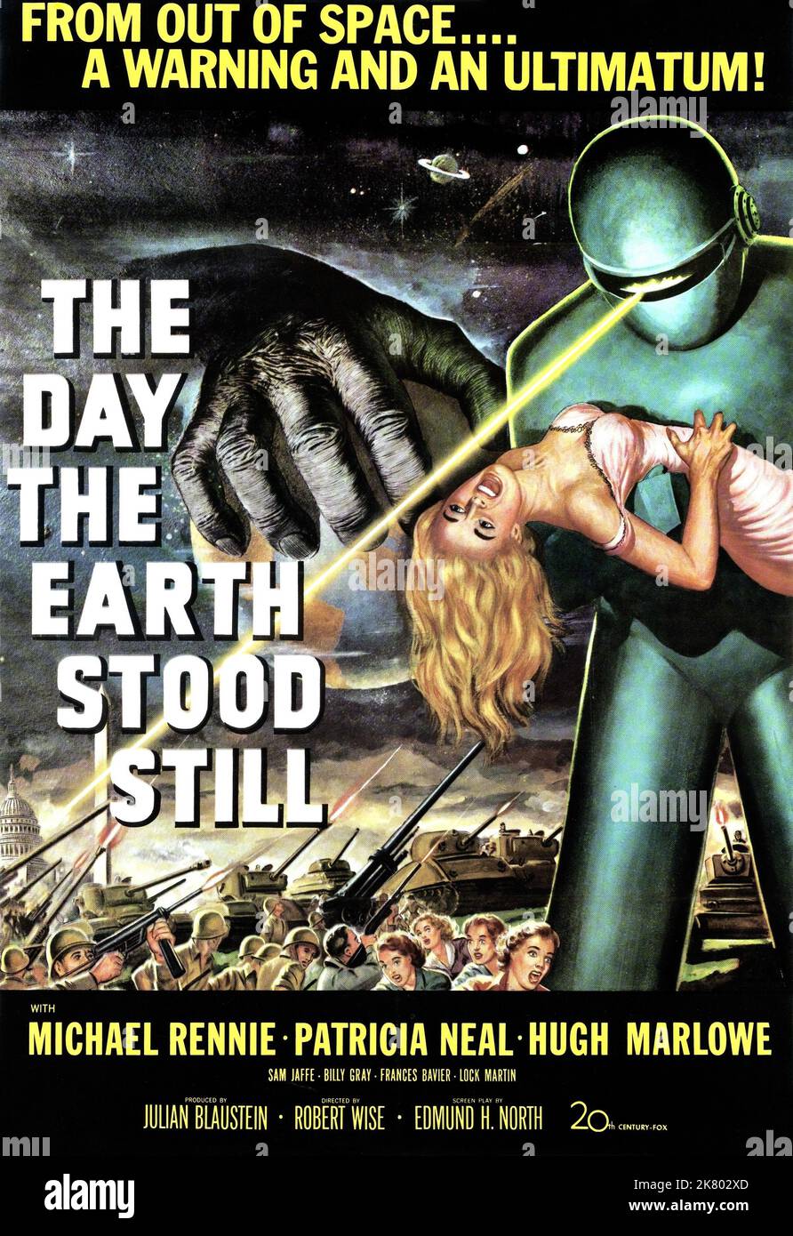 Movie poster Film The Day the Earth Stopped Still (USA 1951) personaggi: Gort regista: Robert Wise 18 settembre 1951 **WARNING** questa fotografia è solo per uso editoriale ed è copyright della 20TH CENTURY FOX e/o del fotografo assegnato dalla Film o Production Company e può essere riprodotta solo da pubblicazioni in concomitanza con la promozione del suddetto Film. È richiesto un credito obbligatorio a 20TH CENTURY FOX. Il fotografo deve essere accreditato anche se conosciuto. Nessun uso commerciale può essere concesso senza l'autorizzazione scritta di The Film Company. Foto Stock