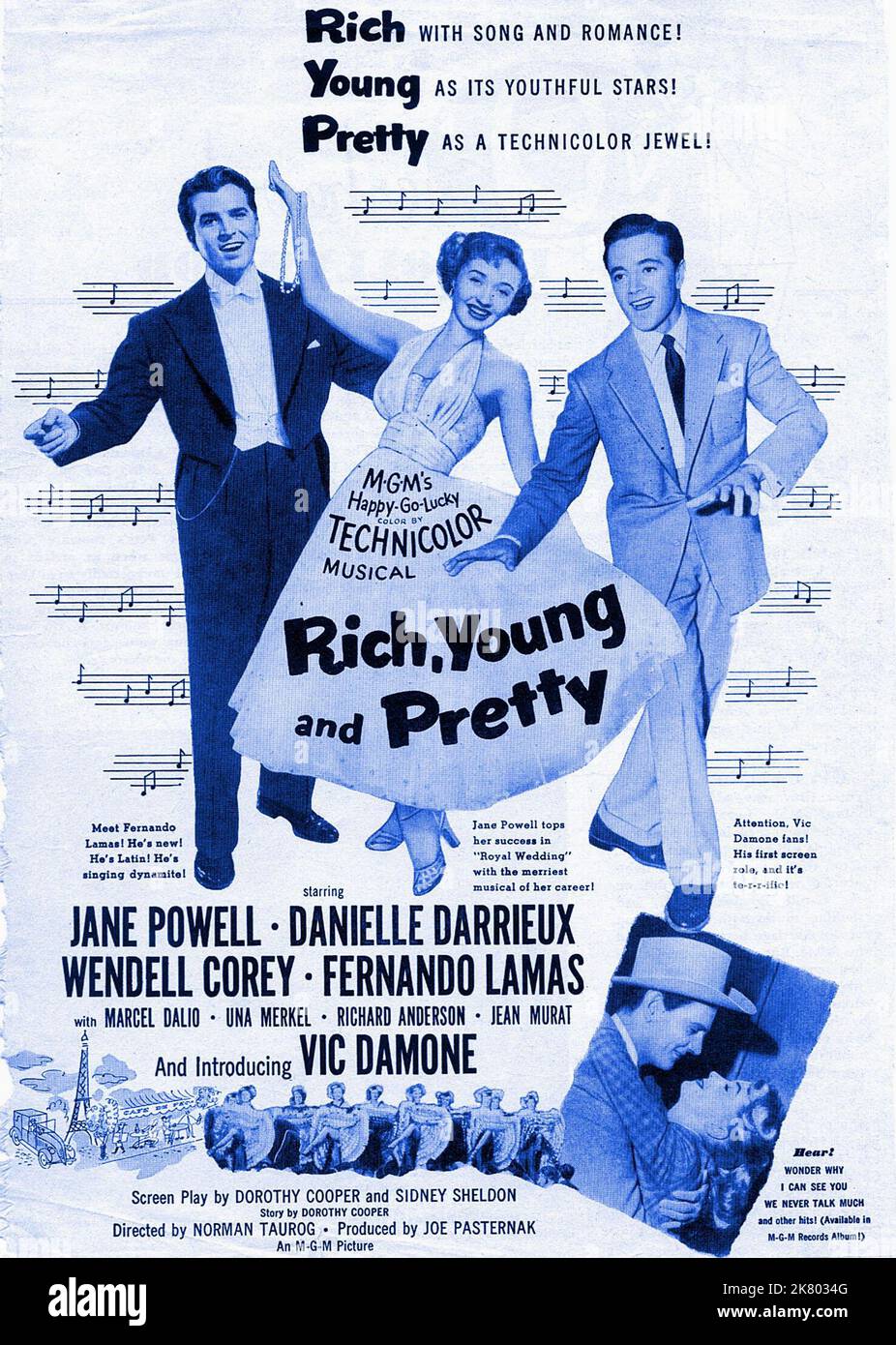 Film poster Film Rich, Young and Pretty (1950) regista: Norman Taurog 09 luglio 1951 **ATTENZIONE** questa fotografia è ad uso esclusivamente editoriale ed è copyright della MGM e/o del fotografo assegnato dalla Film o Production Company e può essere riprodotta solo da pubblicazioni in concomitanza con la promozione del suddetto Film. È richiesto un credito obbligatorio a MGM. Il fotografo deve essere accreditato anche se conosciuto. Nessun uso commerciale può essere concesso senza l'autorizzazione scritta di The Film Company. Foto Stock