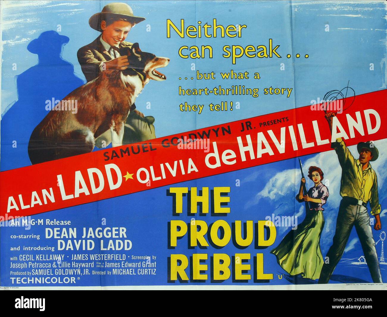 David Ladd, Olivia De Havilland & Alan Ladd Poster Film: The Proud Rebel (USA 1958) regista: Michael Curtiz 28 maggio 1958 **AVVERTENZA** questa fotografia è solo per uso editoriale ed è copyright di FORMOSA PRODUCTIONS e/o del fotografo assegnato dalla Film o dalla Production Company e può essere riprodotta solo da pubblicazioni in concomitanza con la promozione del film di cui sopra. È richiesto un credito obbligatorio per LE PRODUZIONI FORMOSA. Il fotografo deve essere accreditato anche quando è noto. Nessun uso commerciale può essere concesso senza autorizzazione scritta da parte della Film Company. Foto Stock