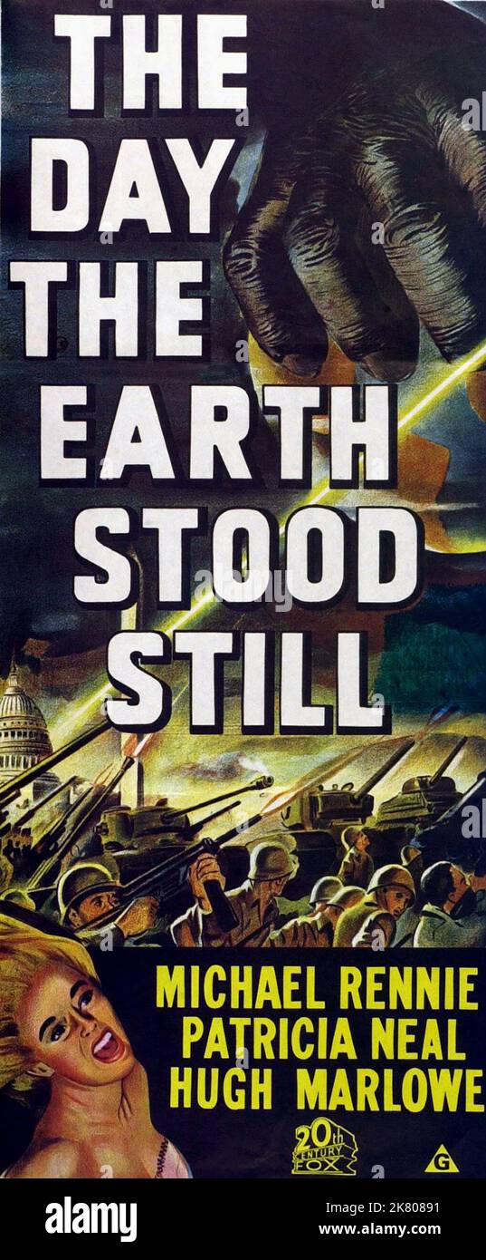 Film poster Film The Day the Earth Stopped Still (USA 1951) regista: Robert Wise 18 settembre 1951 **ATTENZIONE** questa fotografia è ad uso esclusivamente editoriale ed è copyright della 20TH CENTURY FOX e/o del fotografo assegnato dalla Film o Production Company e può essere riprodotta solo da pubblicazioni in concomitanza con la promozione del suddetto Film. È richiesto un credito obbligatorio a 20TH CENTURY FOX. Il fotografo deve essere accreditato anche se conosciuto. Nessun uso commerciale può essere concesso senza l'autorizzazione scritta di The Film Company. Foto Stock