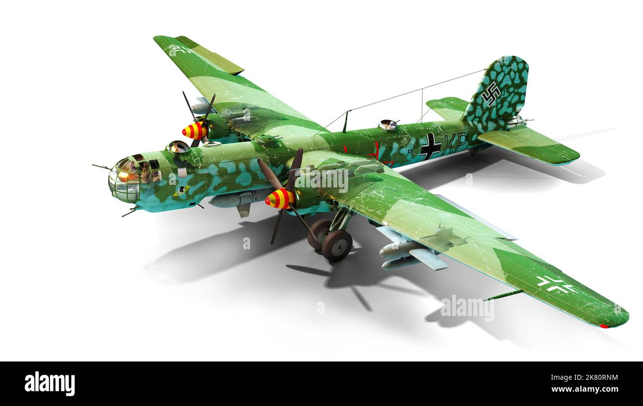 Vista dettagliata del pesante bombardiere Heinkel He 177 utilizzato dalla Germania durante la seconda guerra mondiale Foto Stock