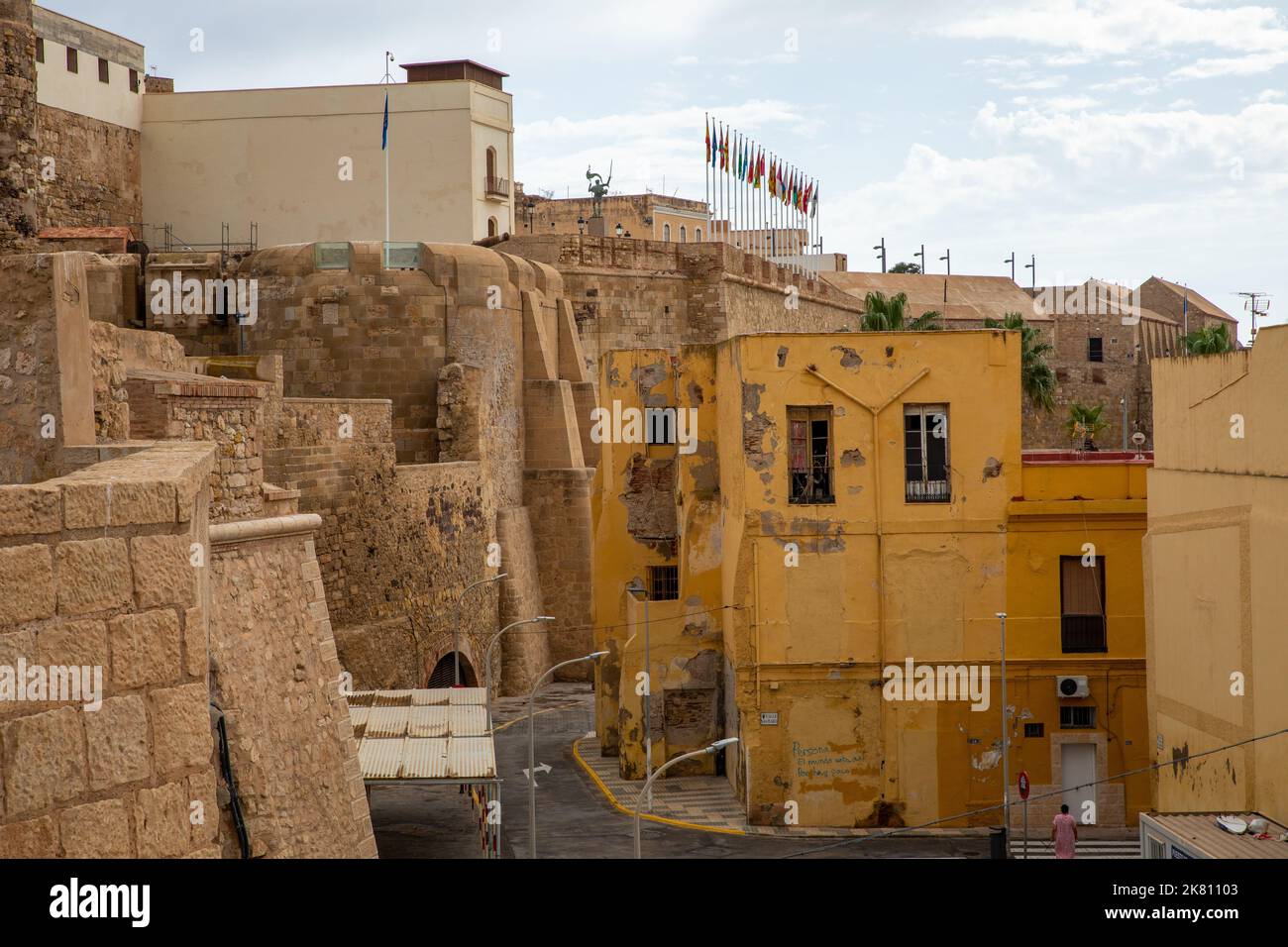 Melilla Fortezza. Architettura tradizionale nella vecchia Melilla, Melilla è enclave spagnola situata in Africa, al confine con il Marocco. Foto Stock