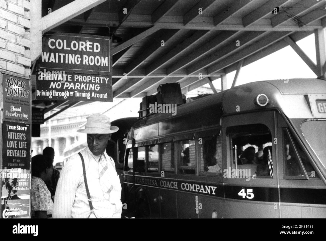 Jack Delano - Segregation alla stazione degli autobus a Durham, North Carolina, USA -1940. Foto Stock