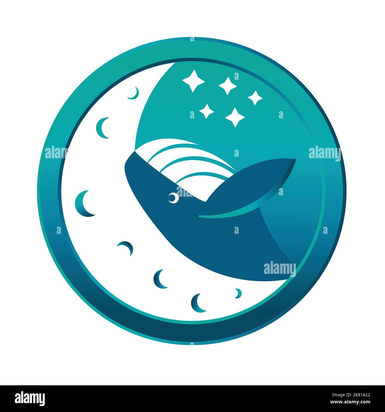 Humpback balena sognare la luna Illustrazione Vettoriale