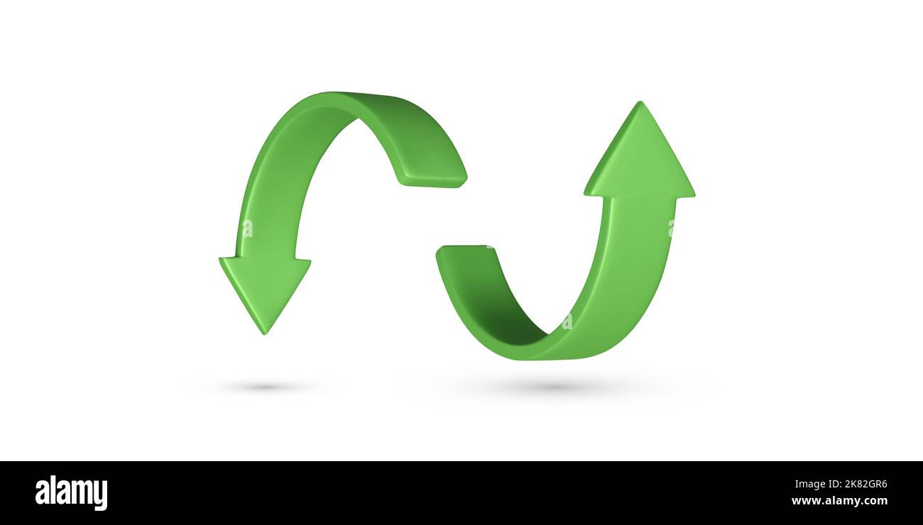 Frecce del cerchio verde verso l'alto e verso il basso. Freccia o icona per la progettazione di pulsanti e interfacce Web e navigazione. Illustrazione vettoriale Illustrazione Vettoriale