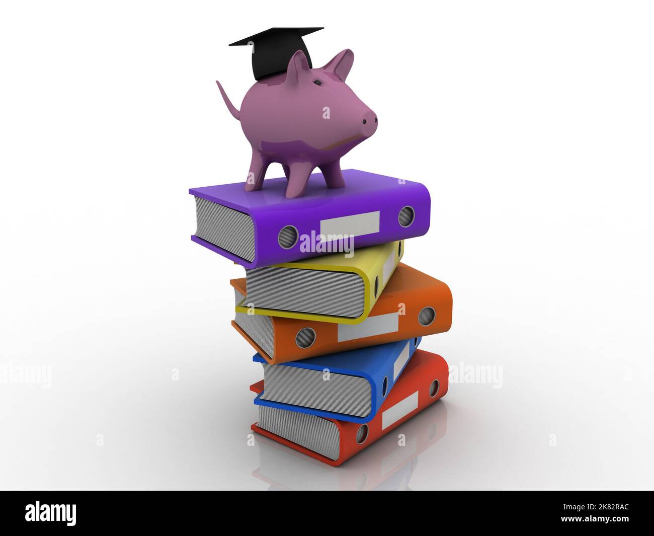 3D rendering tappo laureato su Piggy Bank con file Office Foto Stock