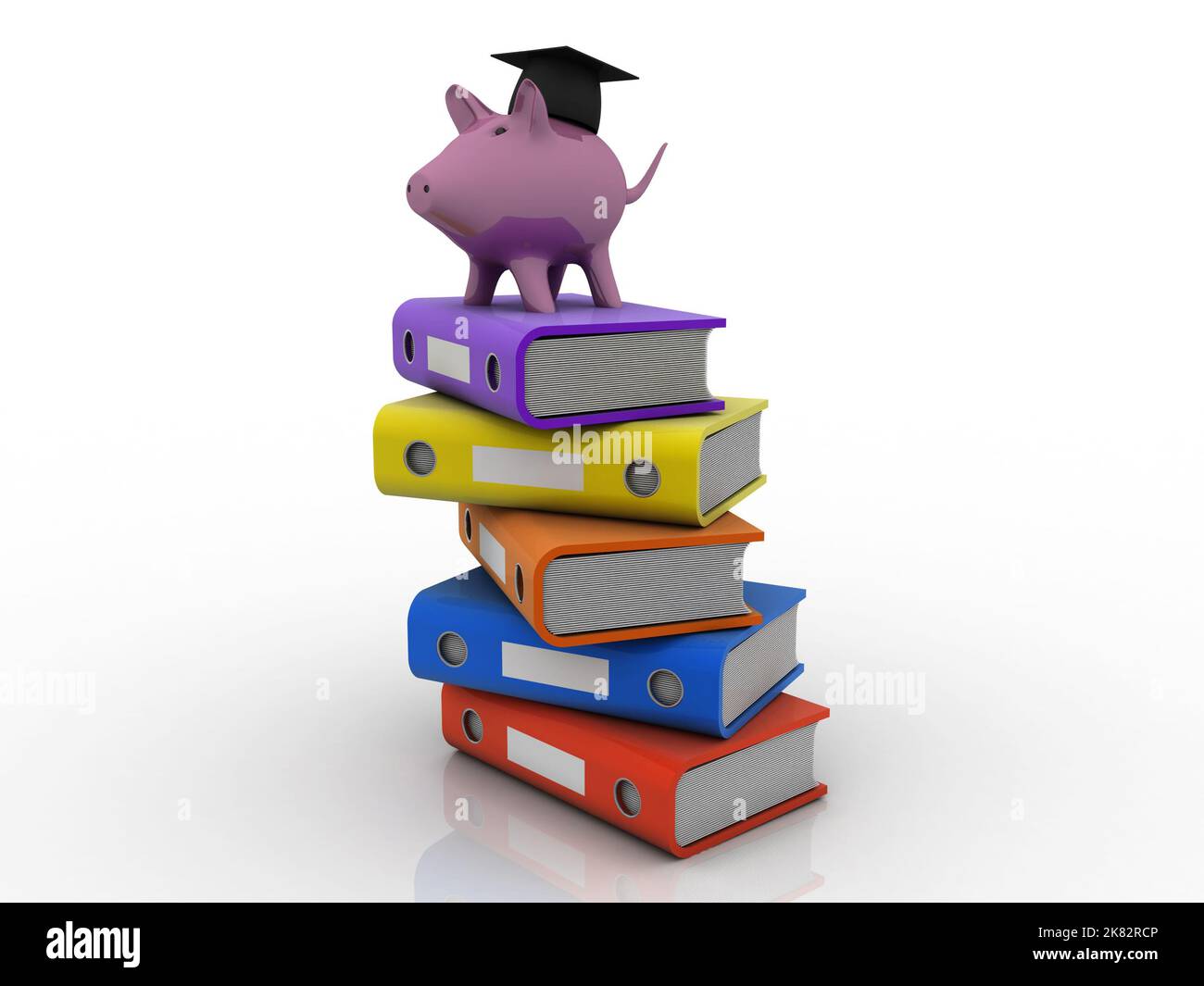 3D rendering tappo laureato su Piggy Bank con file Office Foto Stock