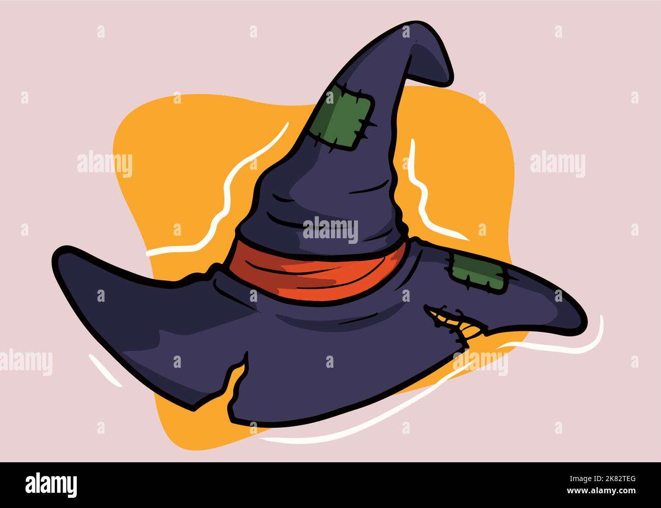 Cappello nero di strega di Halloween. Illustrazione Vettoriale