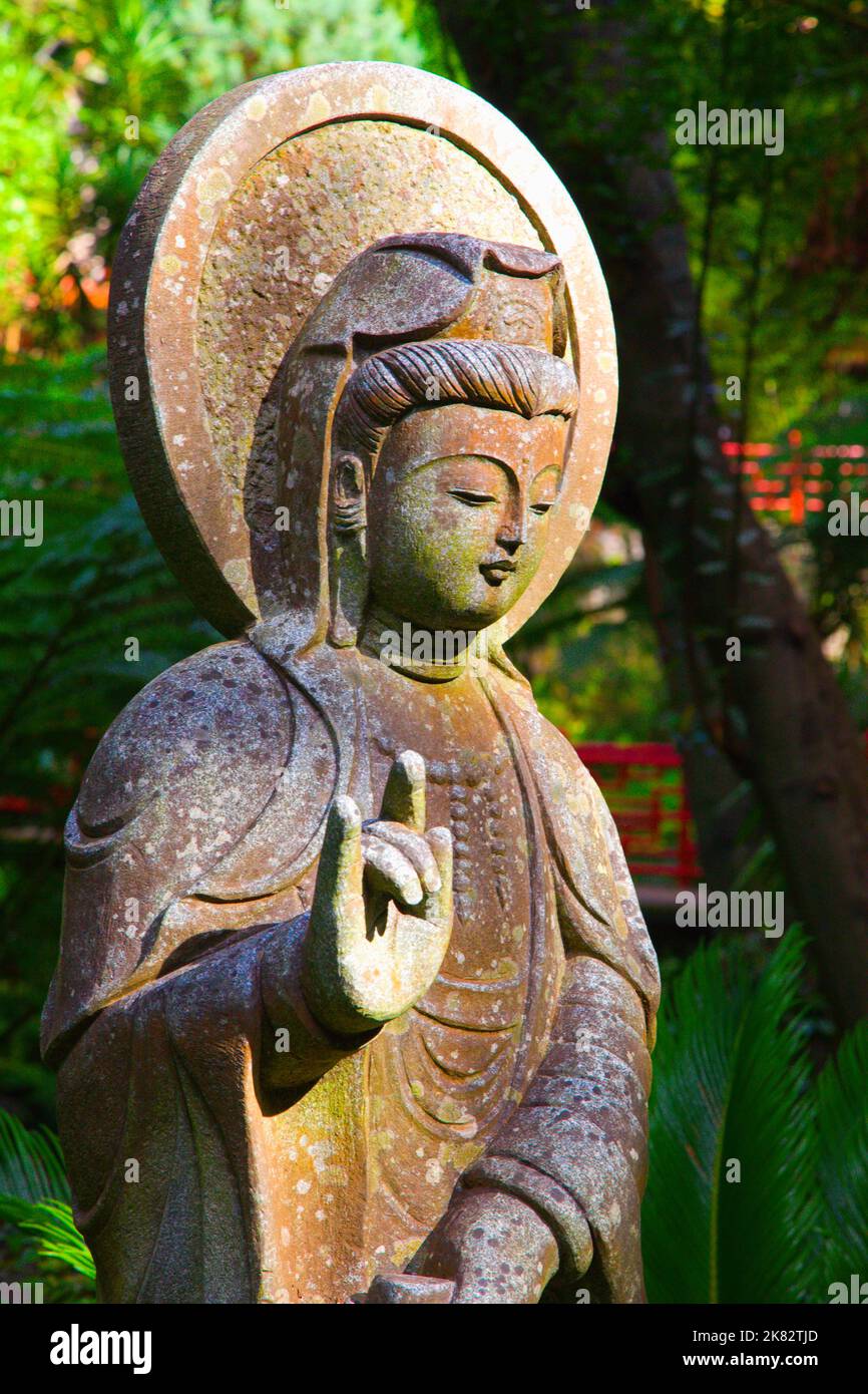 Portogallo, Madeira, Monte Palace, giardino tropicale, statua del Buddha, Foto Stock