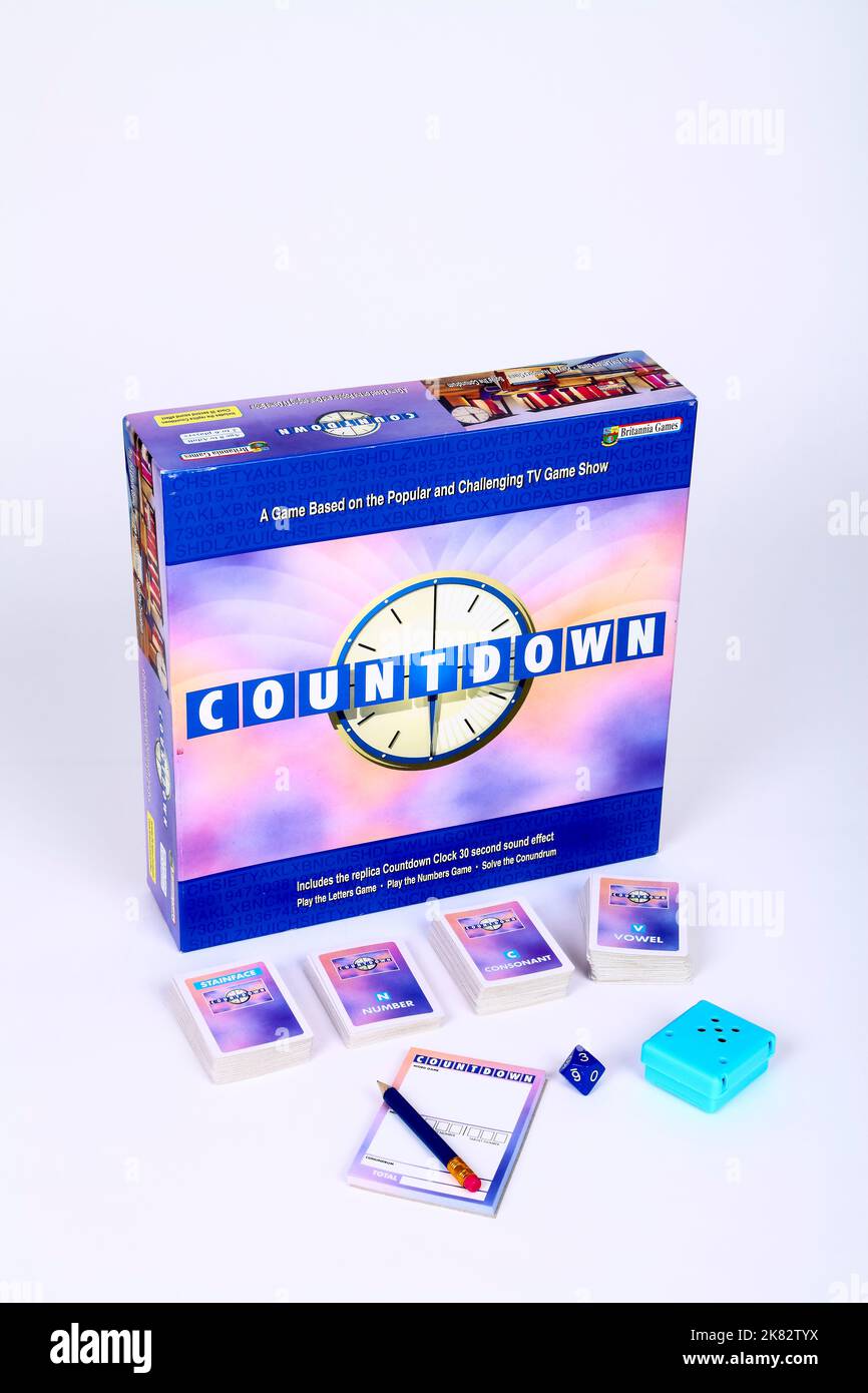 CH4 gioco Countdown Words and Numbers basato sul programma TV con spazio per la copia Foto Stock