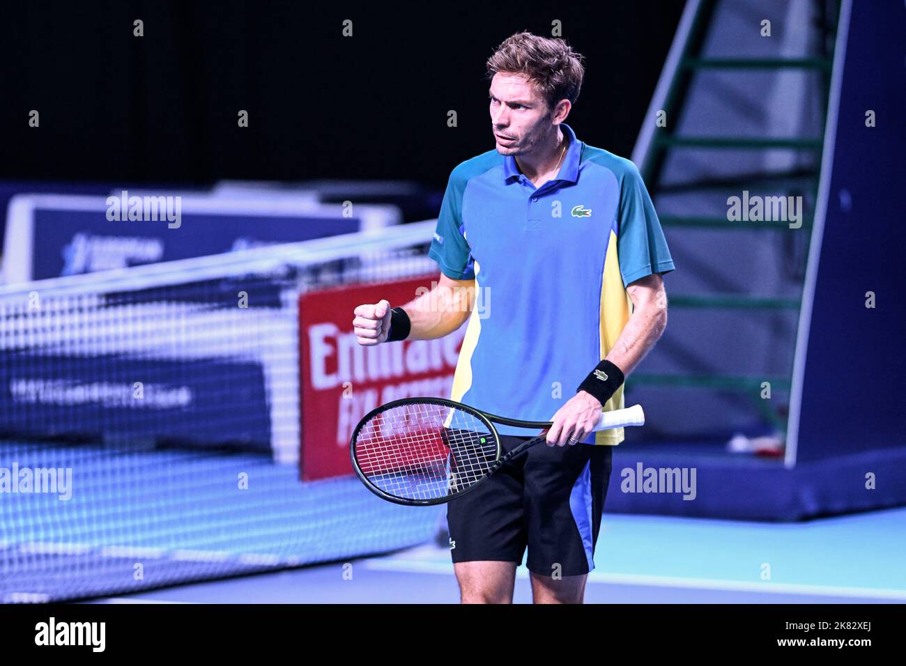 Anversa, Belgio. 20th Ott 2022. Il francese Nicolas Mahut festeggia dopo aver segnato durante la partita maschile delle finali quadrimestrali tra la coppia francese Mahut - Roger-Vasselin e il polacco - Monaco Pair NYS - Zielinski, al torneo europeo Open Tennis ATP, ad Anversa, giovedì 20 ottobre 2022. BELGA PHOTO TOM GOYVAERTS Credit: Agenzia Notizie Belga/Alamy Live News Foto Stock
