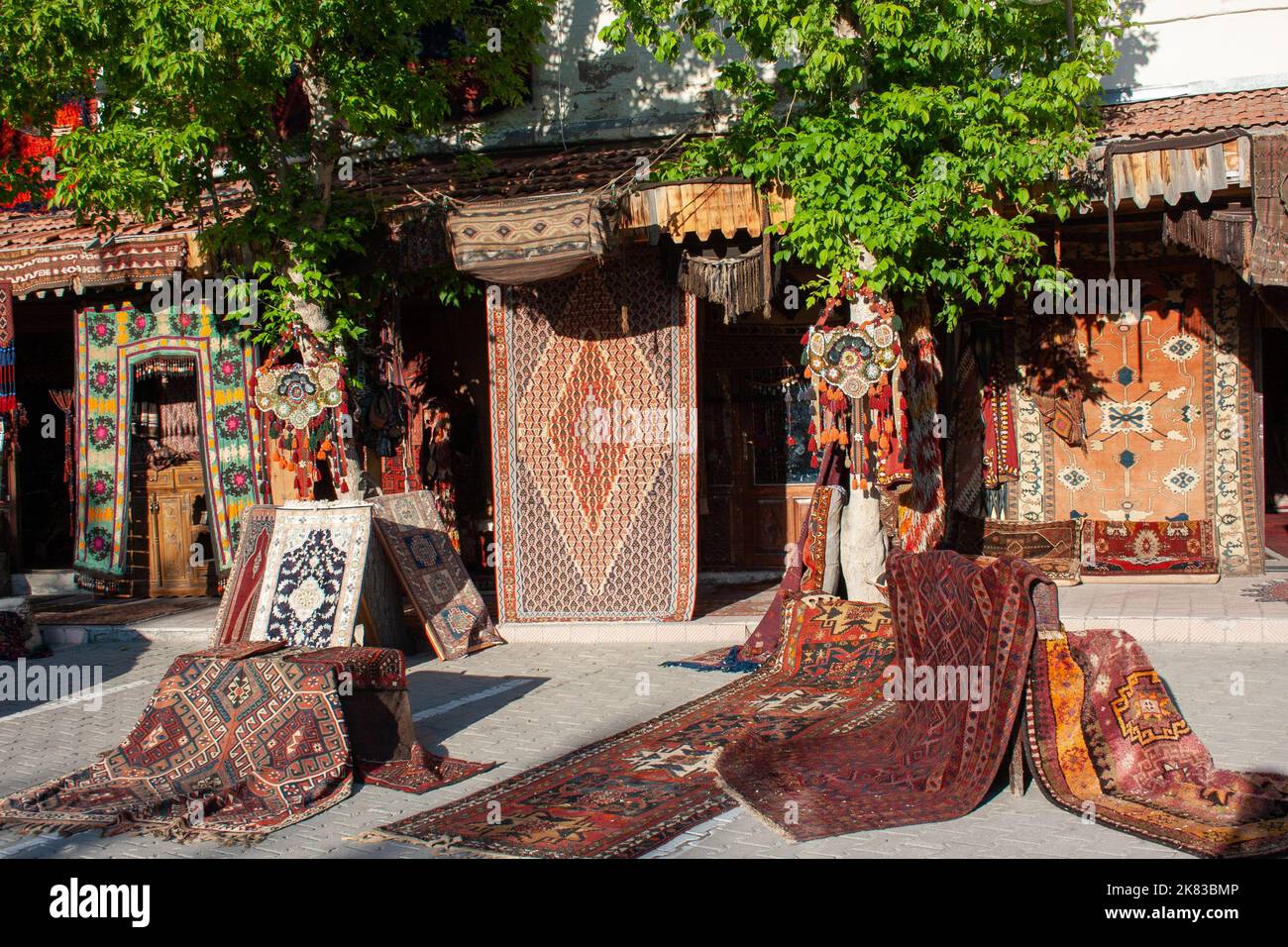 Tappeti fatti a mano e prodotti turistici in Cappadocia, Turchia Foto Stock