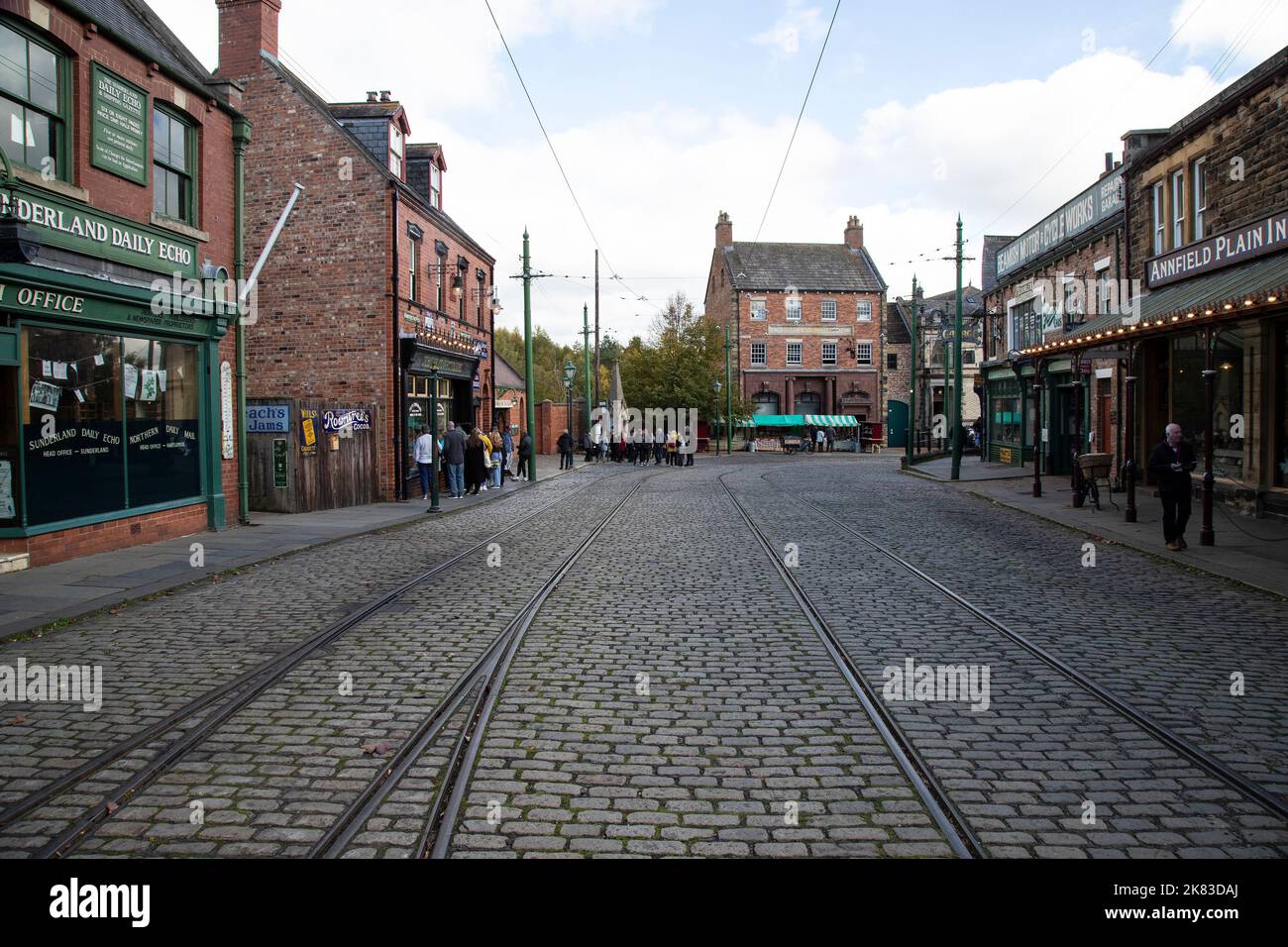 Ricreazione di una città inglese nord-orientale del 1900s al Beamish Living Museum di Co. Durham, Inghilterra, Regno Unito Foto Stock