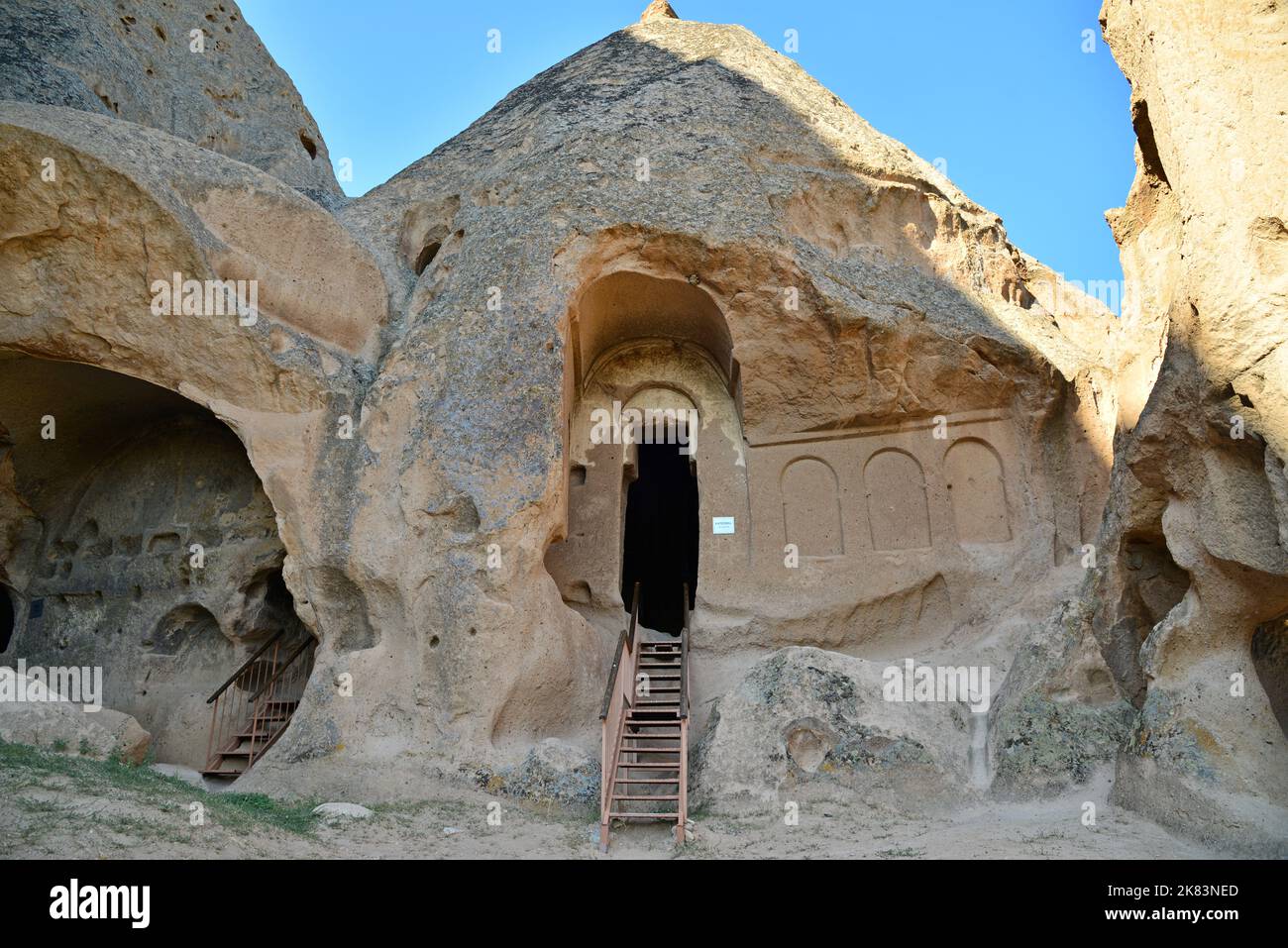 A Selime Cappadocia, ad Aksaray, si trova una grande cattedrale e spazi abitativi. Si tratta di un vecchio insediamento. Foto Stock