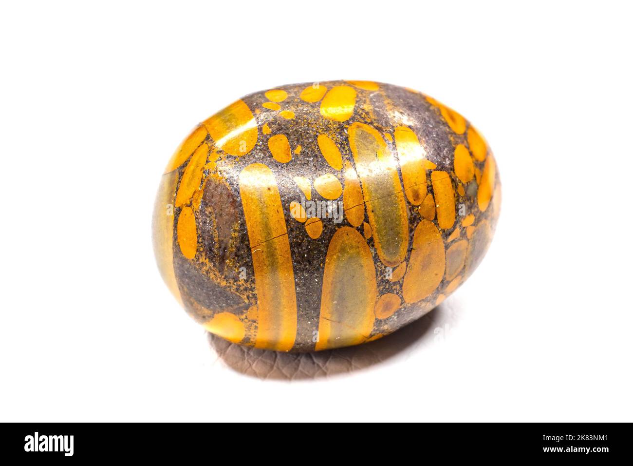 Bambù foglia jasper tumble isolato su sfondo bianco Foto Stock