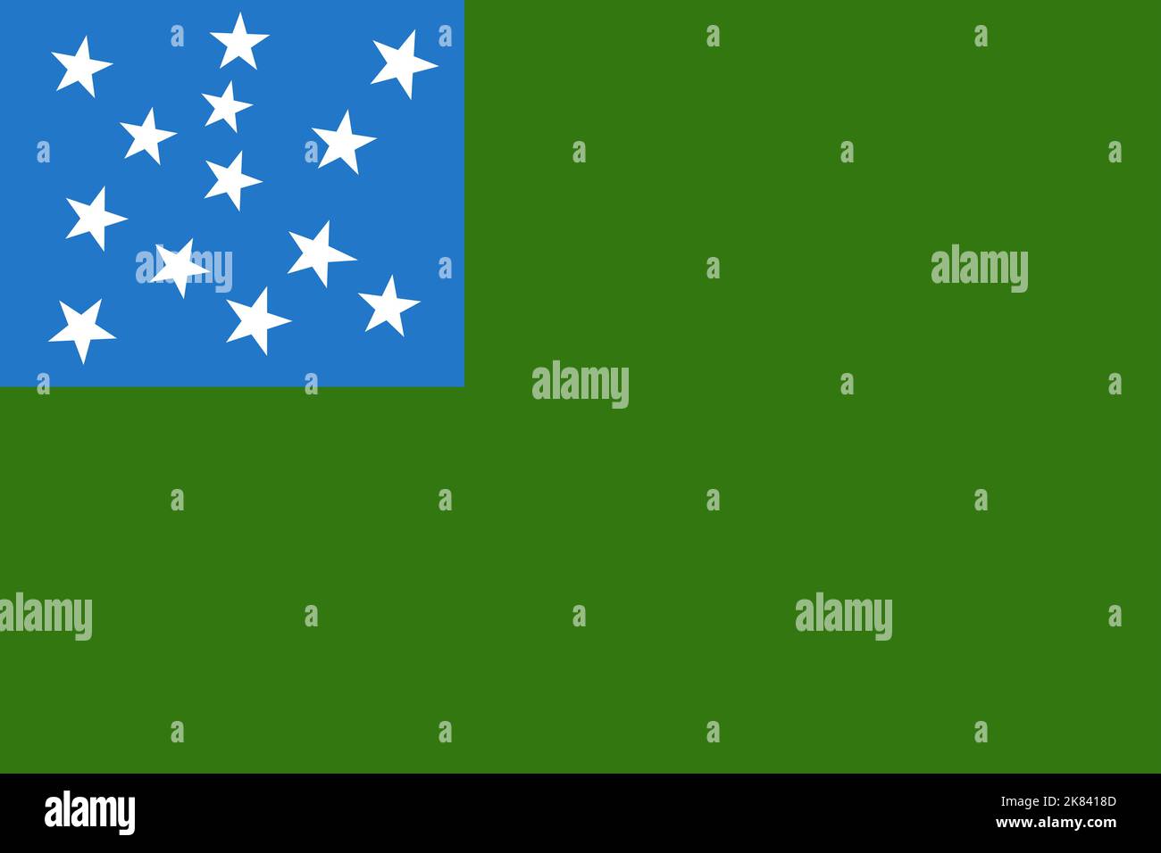 Bandiera della Repubblica del Vermont, America. Bandiera che rappresenta il paese estinto, il gruppo etnico o la cultura, le autorità regionali. Nessun flagpole. Progettazione del piano, layout Foto Stock