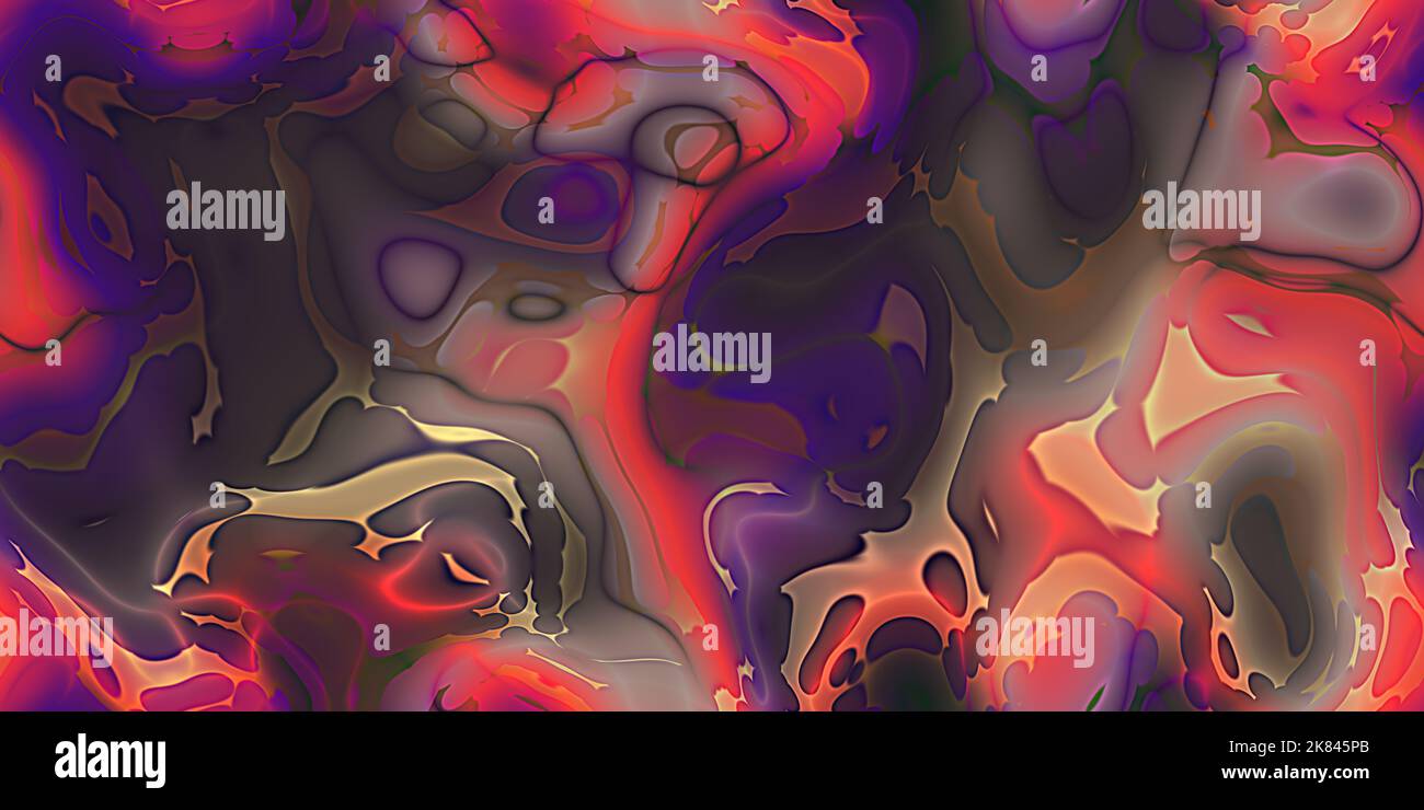 Design luminoso di blob di fiamma tagliati, incandescenza iridescente, alta risoluzione, rosa al neon, rosso, blu, colori texture Foto Stock